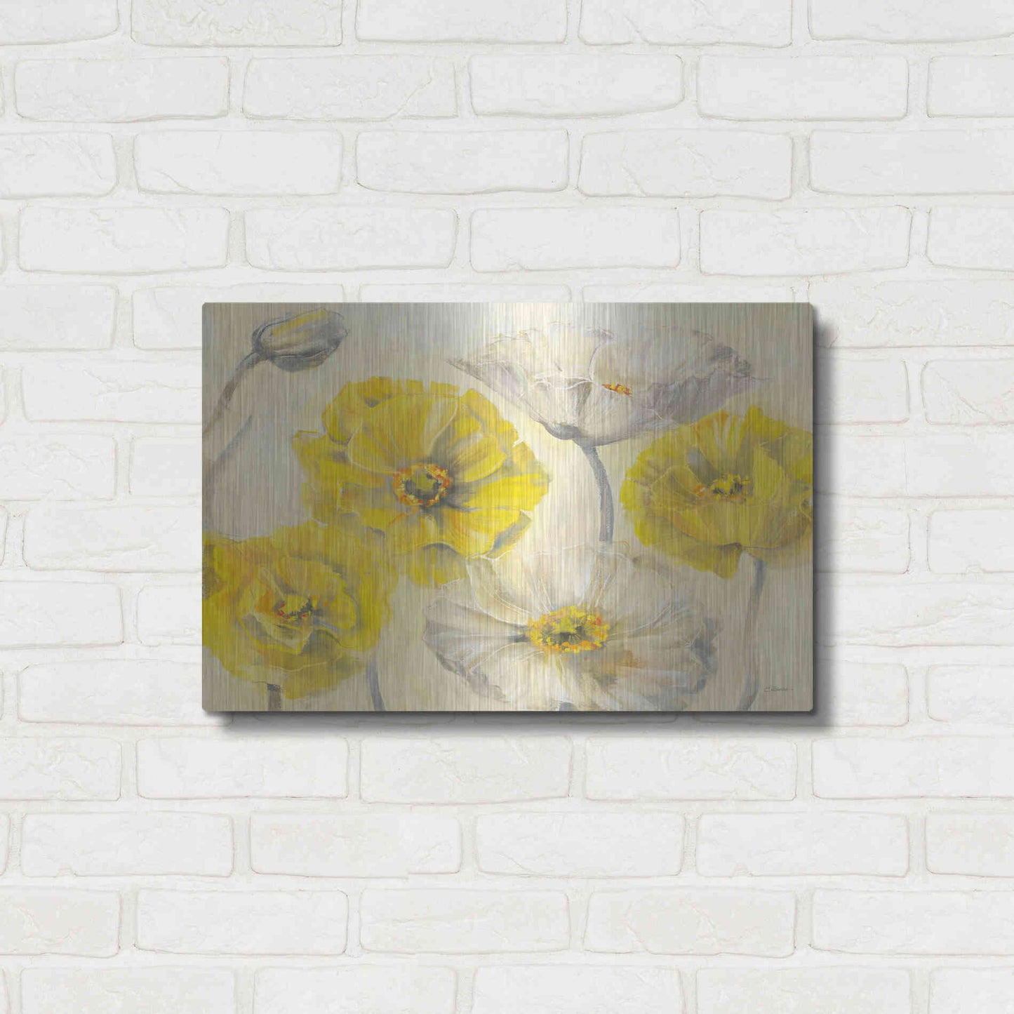 Luxe Metal Art 'Comtemporary Poppies I' by Carol Rowan, Metal Wall Art,24x16