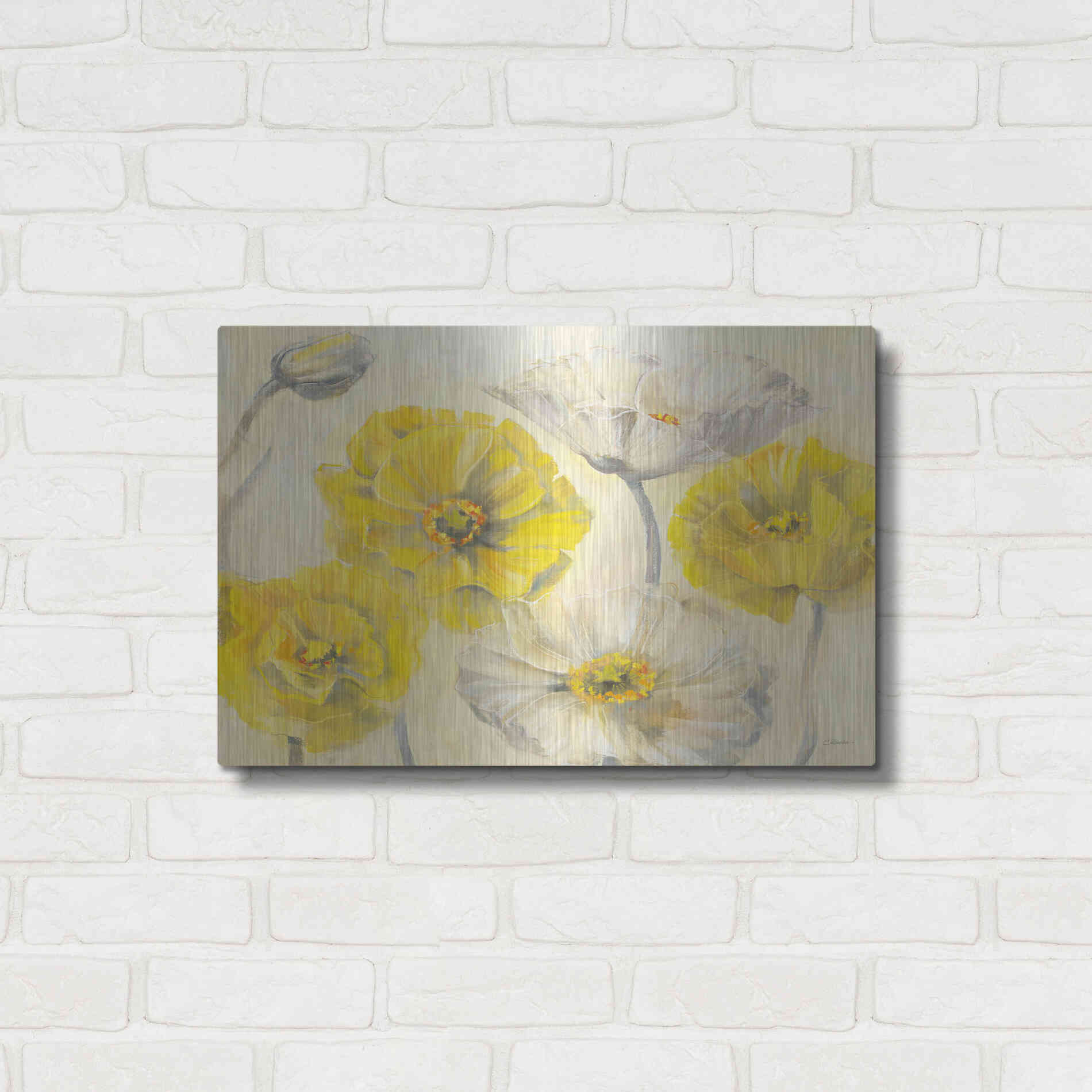 Luxe Metal Art 'Comtemporary Poppies I' by Carol Rowan, Metal Wall Art,24x16