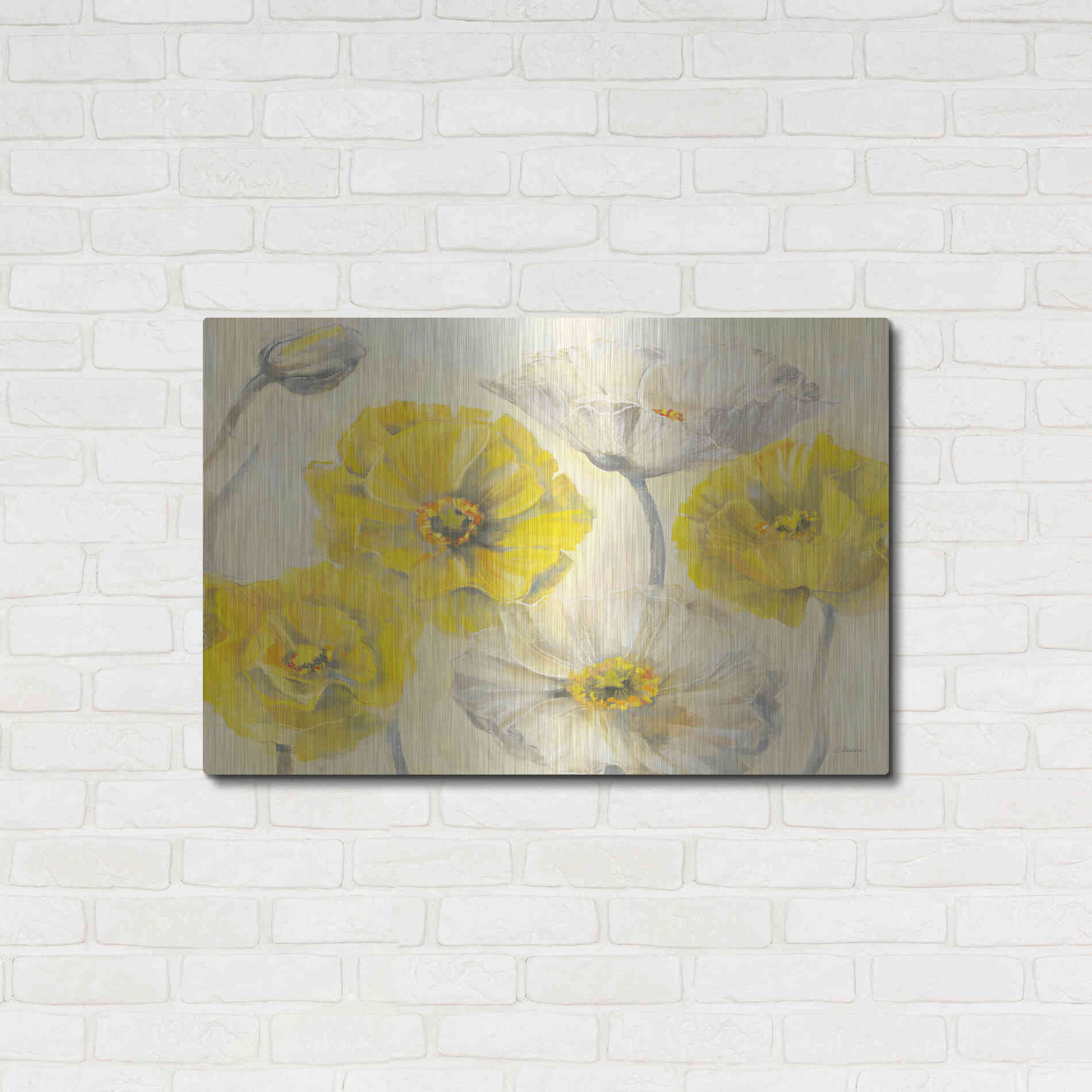 Luxe Metal Art 'Comtemporary Poppies I' by Carol Rowan, Metal Wall Art,36x24