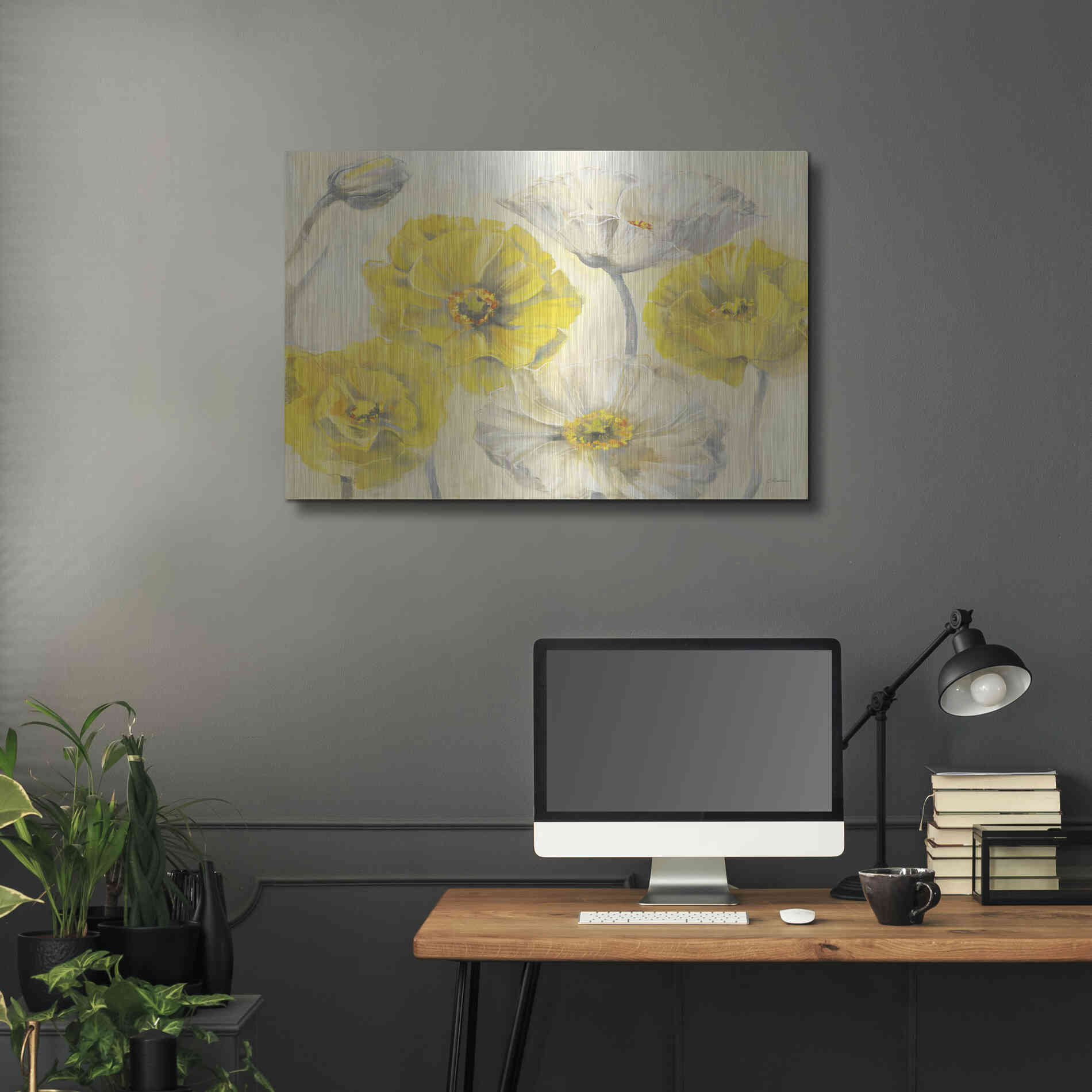 Luxe Metal Art 'Comtemporary Poppies I' by Carol Rowan, Metal Wall Art,36x24