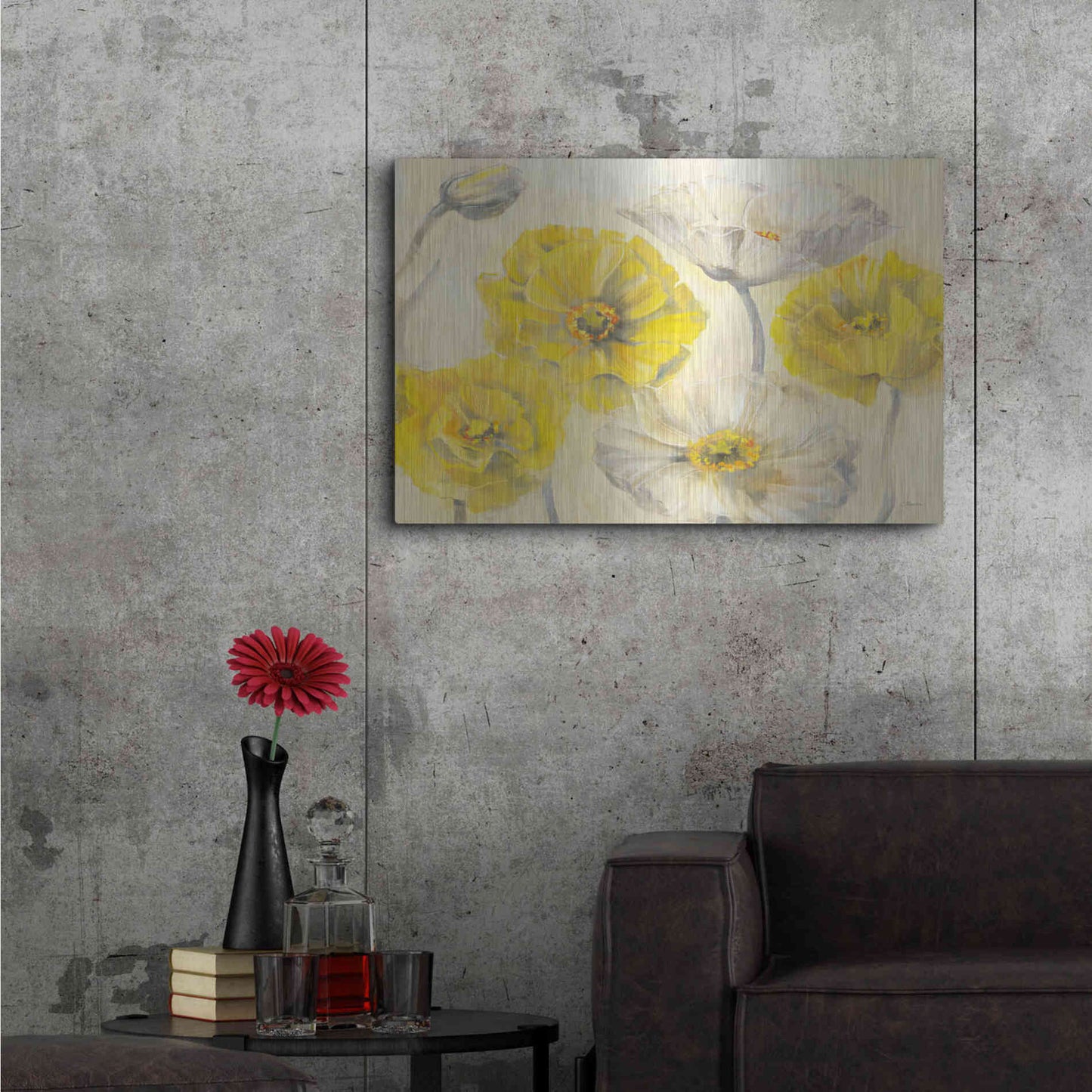 Luxe Metal Art 'Comtemporary Poppies I' by Carol Rowan, Metal Wall Art,36x24