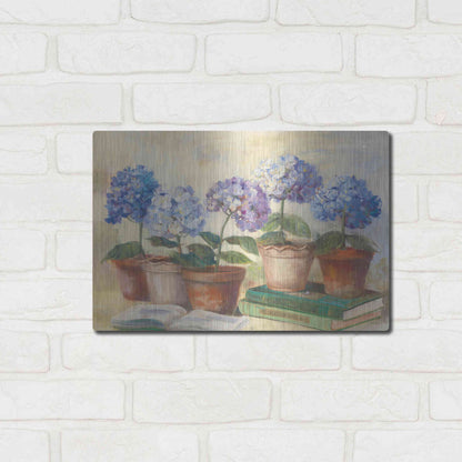 Luxe Metal Art 'Gardeners Hydrangeas' by Carol Rowan, Metal Wall Art,16x12