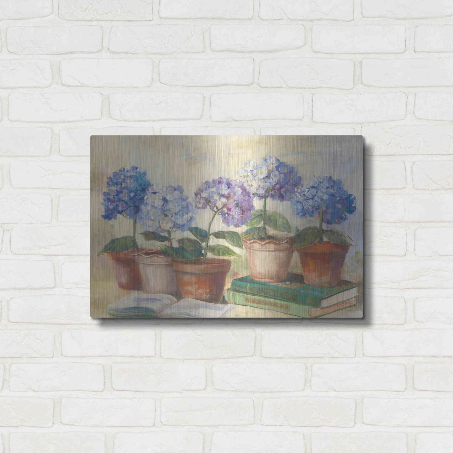 Luxe Metal Art 'Gardeners Hydrangeas' by Carol Rowan, Metal Wall Art,24x16