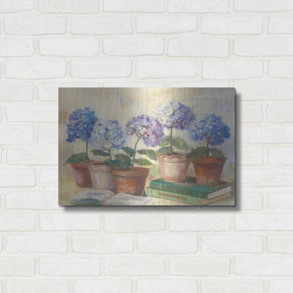 Luxe Metal Art 'Gardeners Hydrangeas' by Carol Rowan, Metal Wall Art,24x16