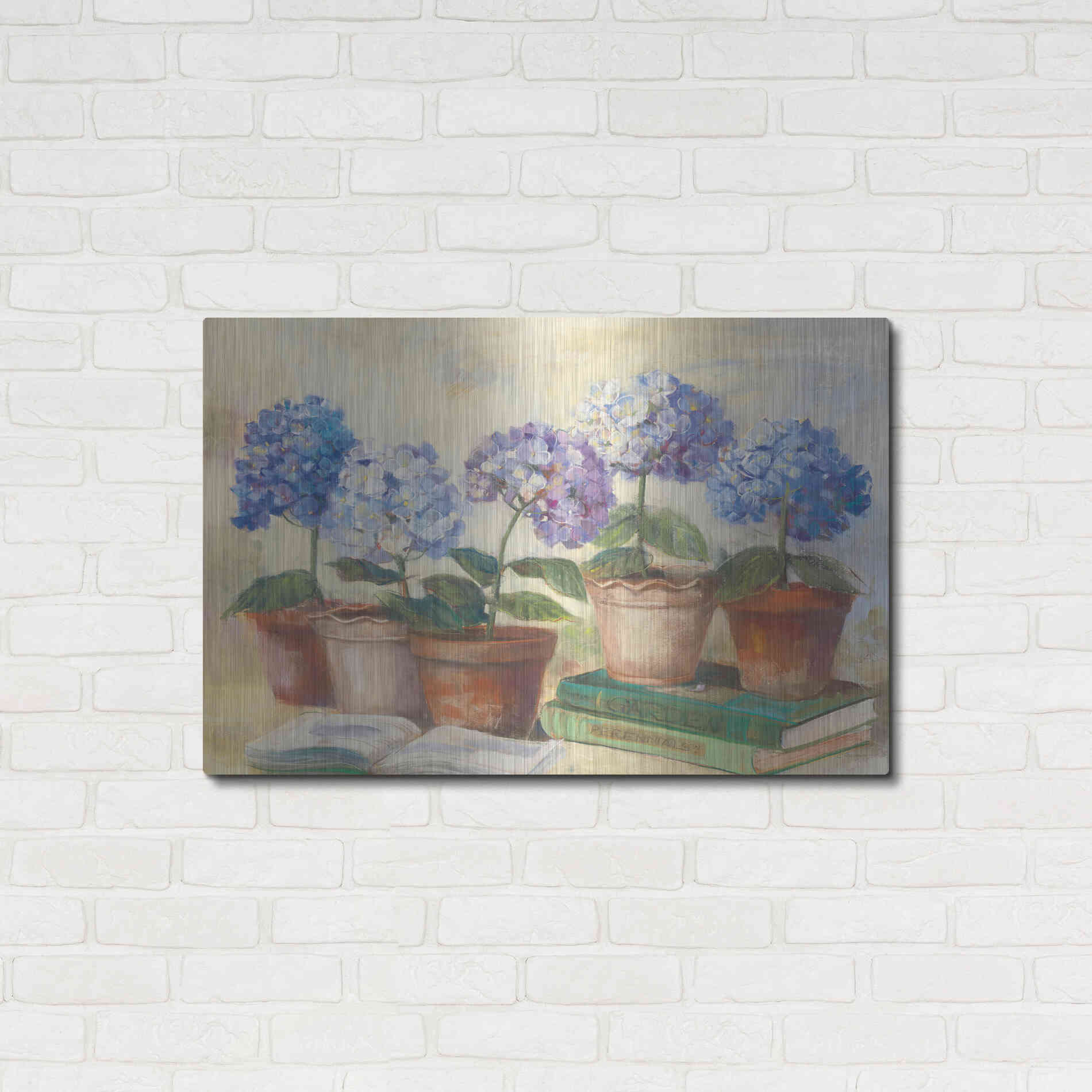 Luxe Metal Art 'Gardeners Hydrangeas' by Carol Rowan, Metal Wall Art,36x24