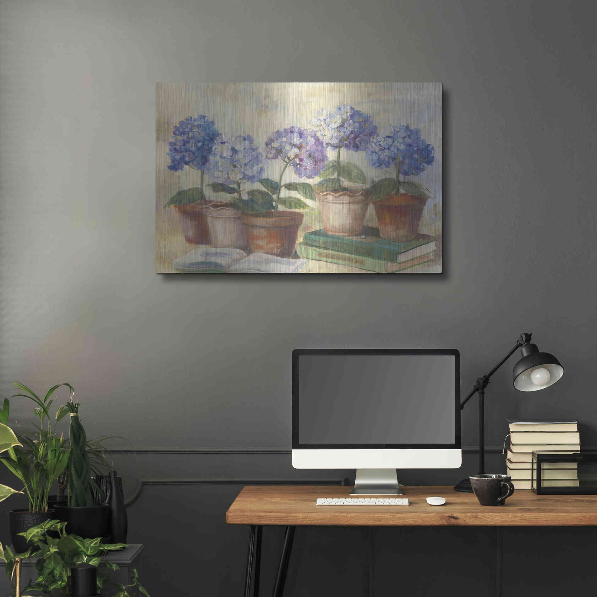 Luxe Metal Art 'Gardeners Hydrangeas' by Carol Rowan, Metal Wall Art,36x24