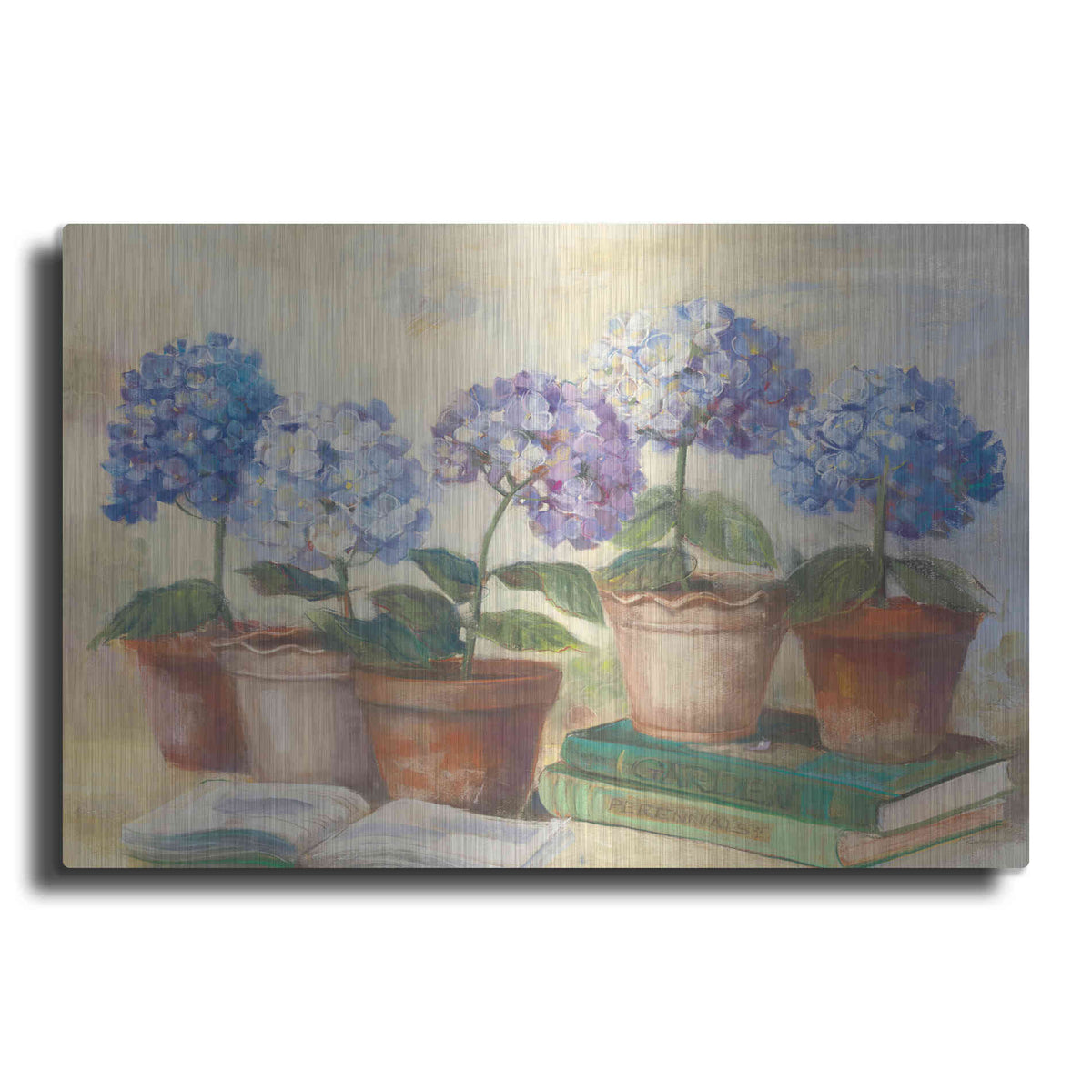 Luxe Metal Art 'Gardeners Hydrangeas' by Carol Rowan, Metal Wall Art