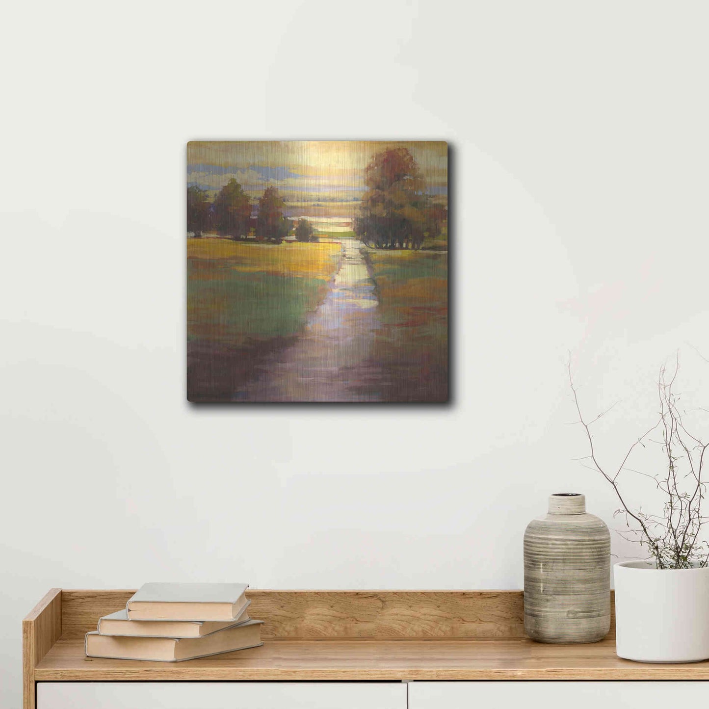 Luxe Metal Art 'October Path' by Carol Rowan, Metal Wall Art,12x12