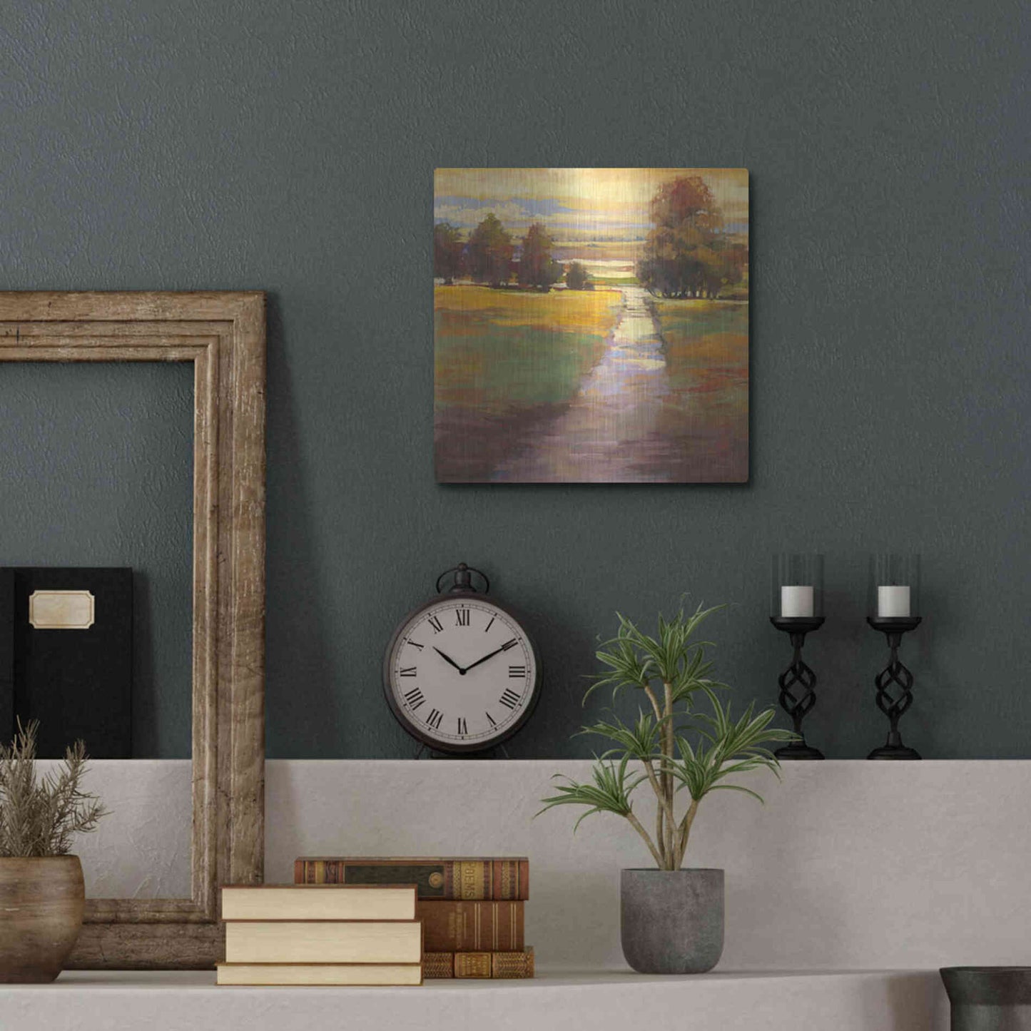 Luxe Metal Art 'October Path' by Carol Rowan, Metal Wall Art,12x12
