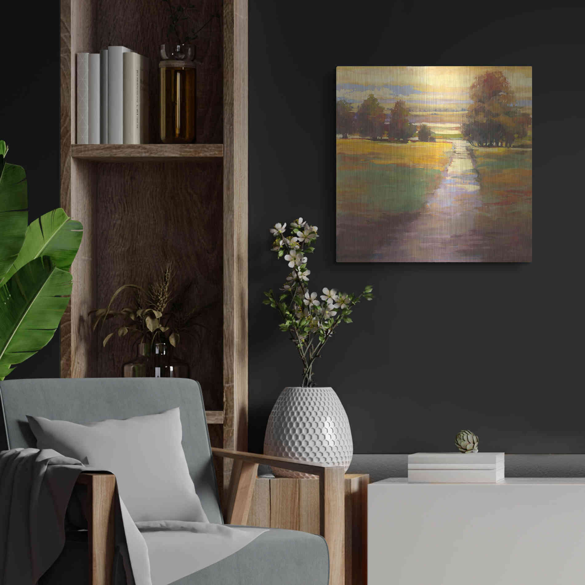 Luxe Metal Art 'October Path' by Carol Rowan, Metal Wall Art,24x24