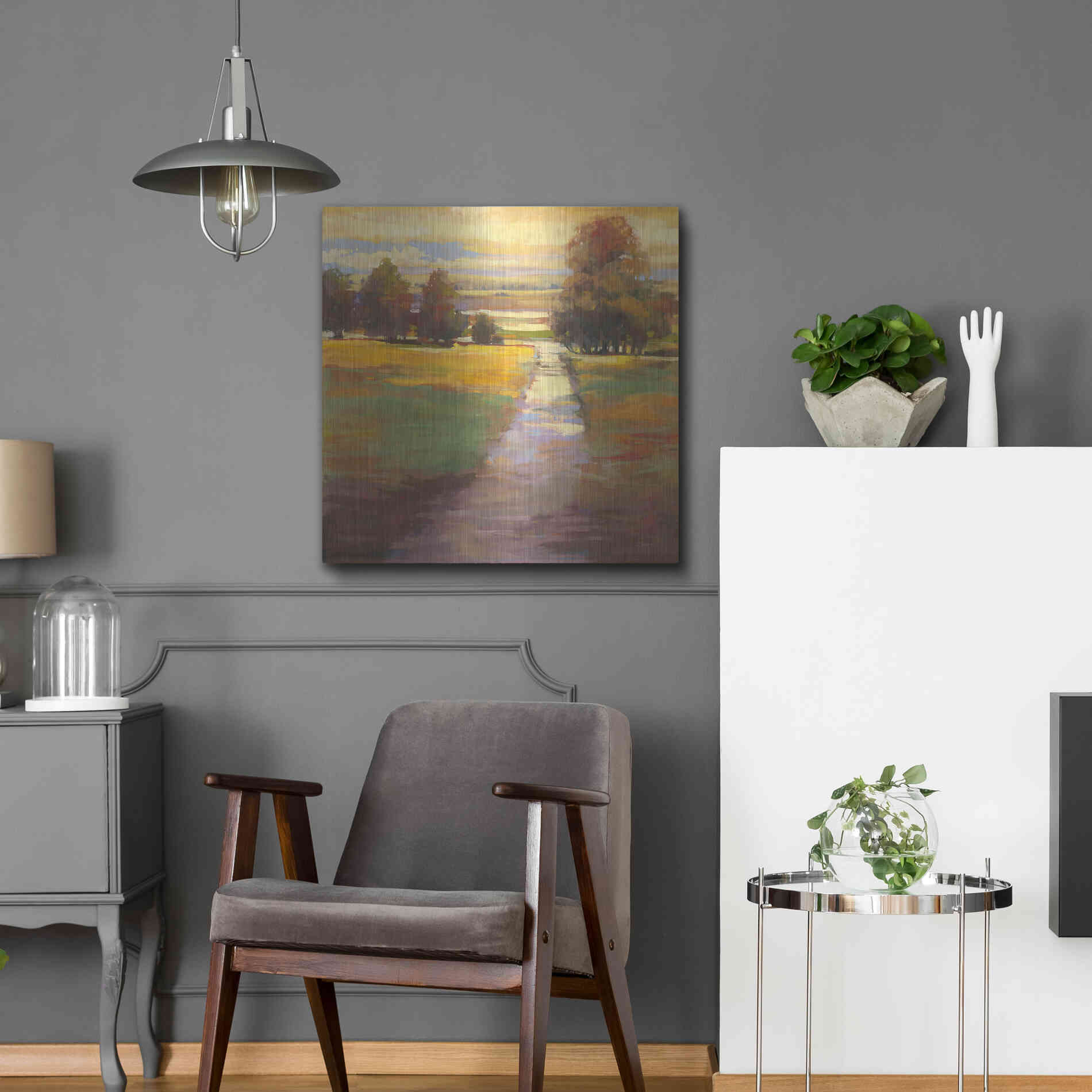 Luxe Metal Art 'October Path' by Carol Rowan, Metal Wall Art,24x24
