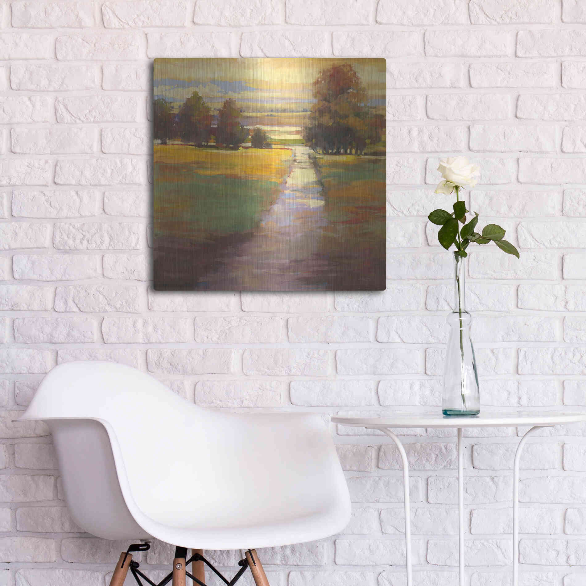 Luxe Metal Art 'October Path' by Carol Rowan, Metal Wall Art,24x24