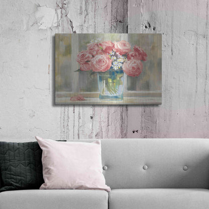 Luxe Metal Art 'Pink Roses' by Carol Rowan, Metal Wall Art,36x24