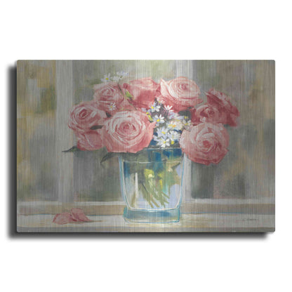 Luxe Metal Art 'Pink Roses' by Carol Rowan, Metal Wall Art