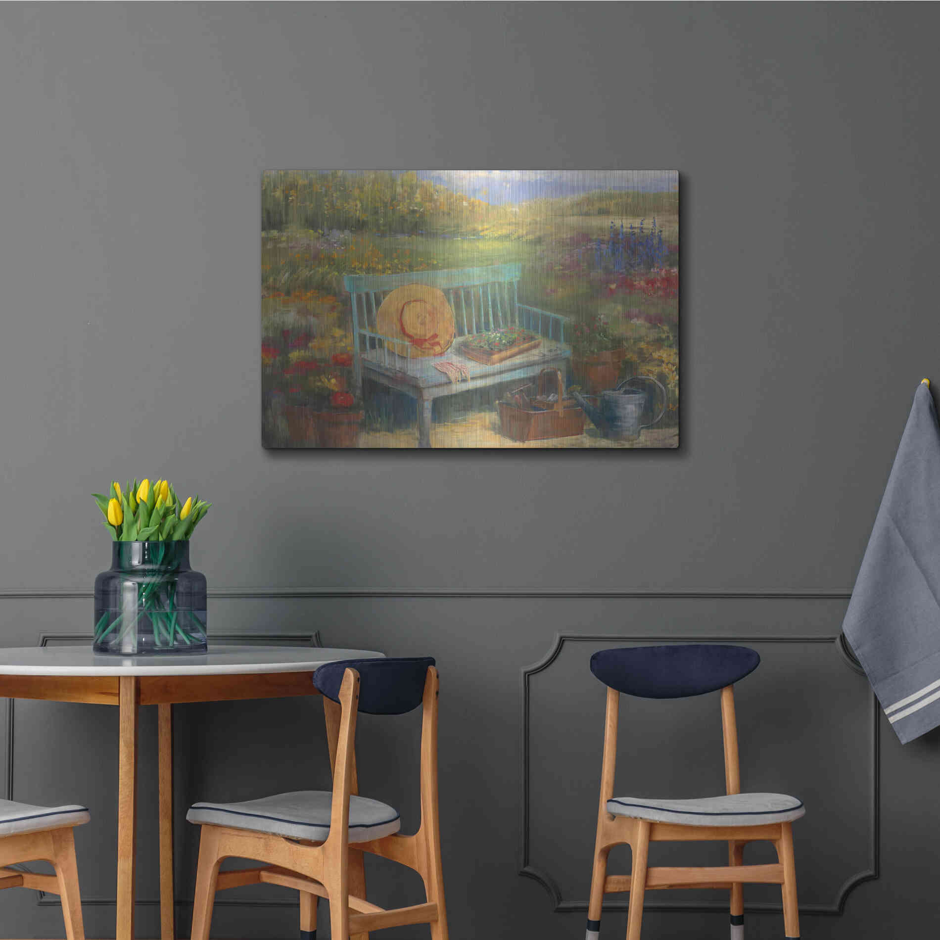 Luxe Metal Art 'Working In The Garden' by Carol Rowan, Metal Wall Art,36x24