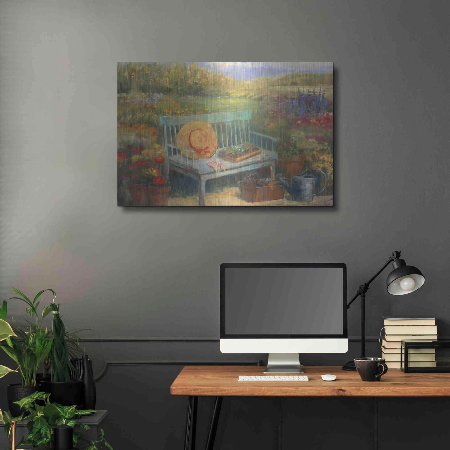 Luxe Metal Art 'Working In The Garden' by Carol Rowan, Metal Wall Art,36x24