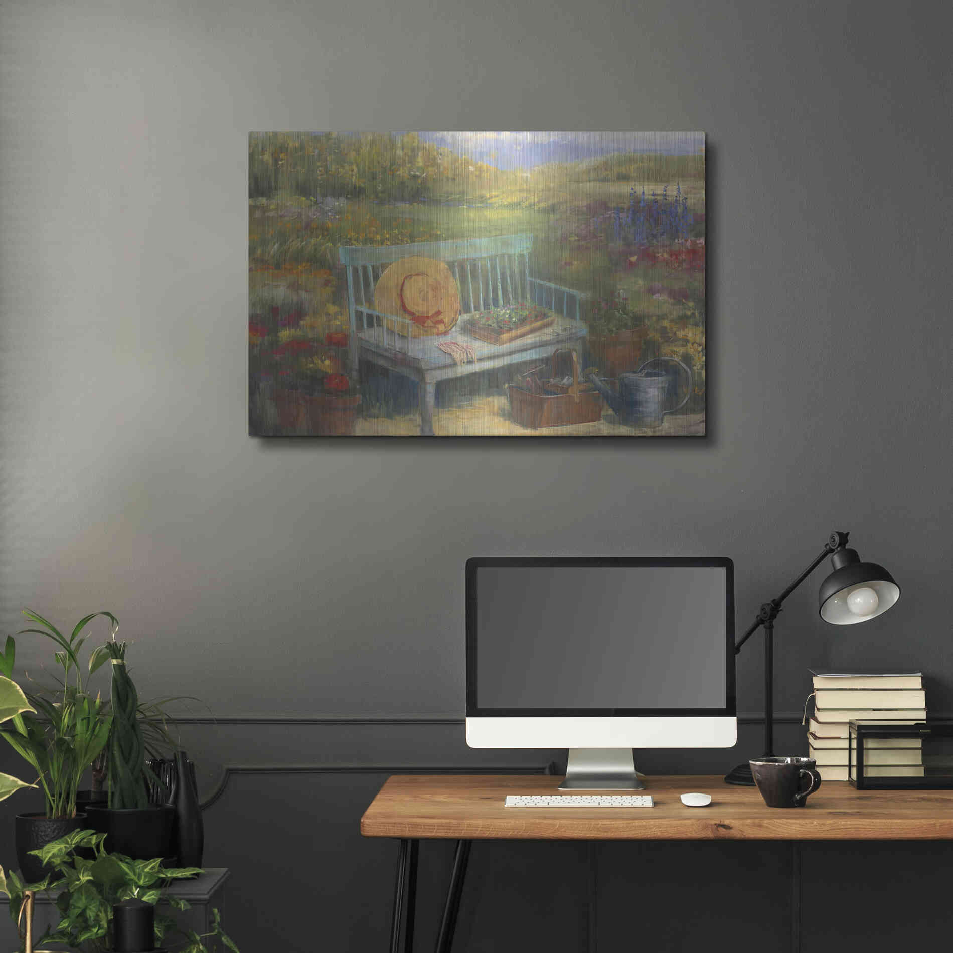 Luxe Metal Art 'Working In The Garden' by Carol Rowan, Metal Wall Art,36x24