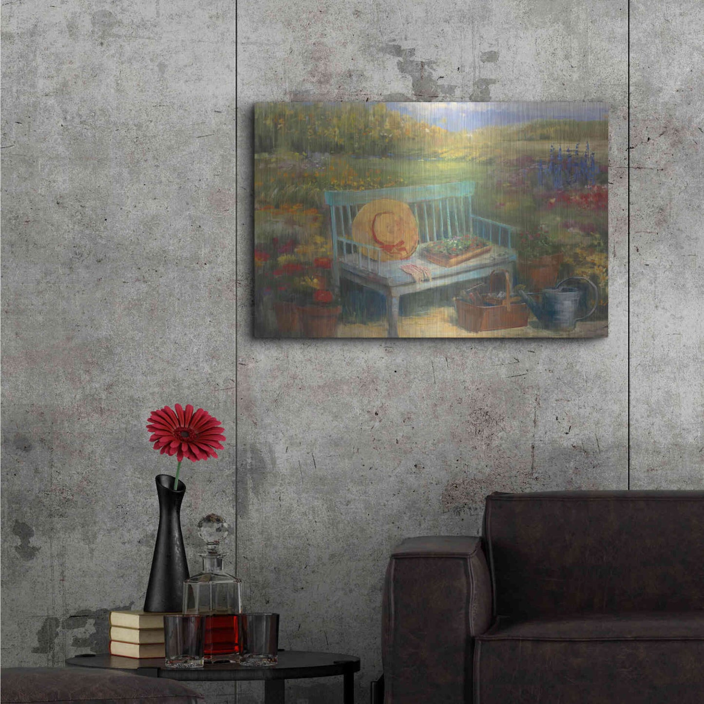 Luxe Metal Art 'Working In The Garden' by Carol Rowan, Metal Wall Art,36x24