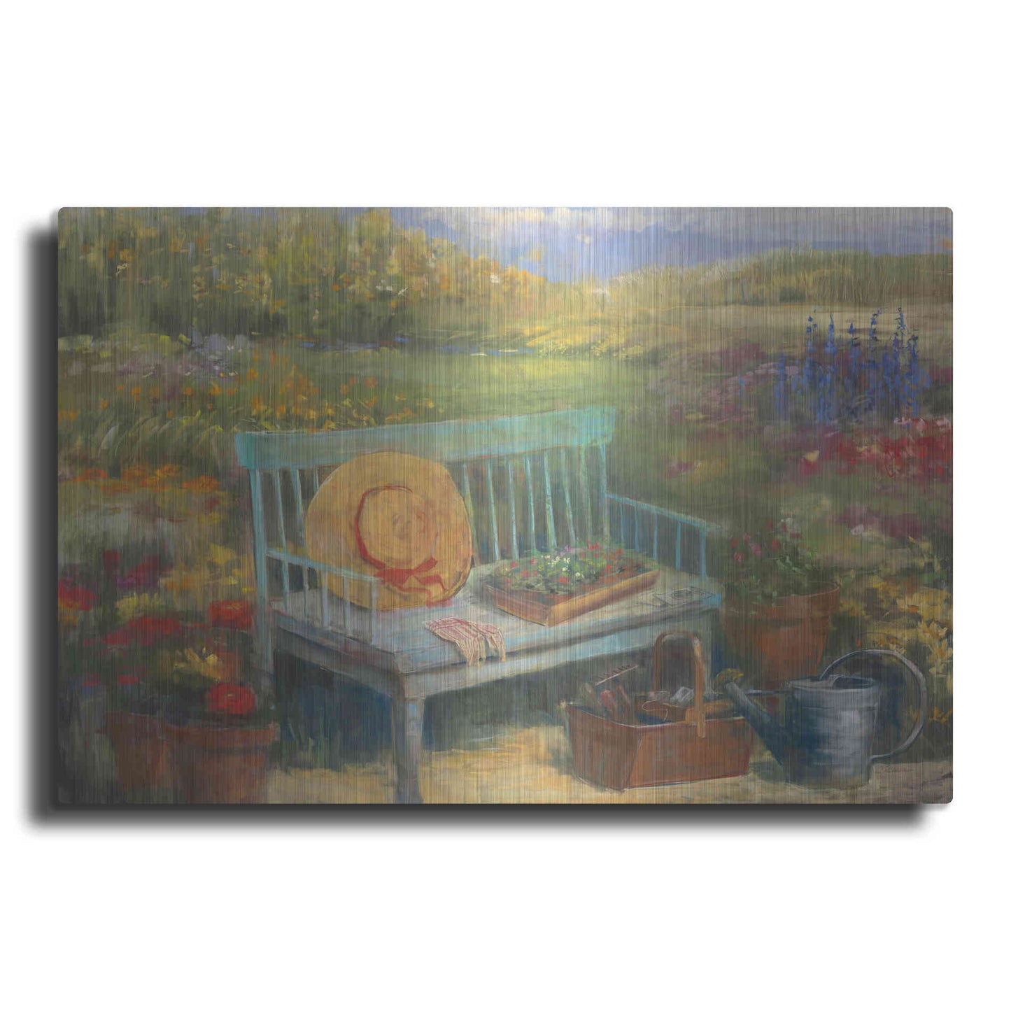 Luxe Metal Art 'Working In The Garden' by Carol Rowan, Metal Wall Art