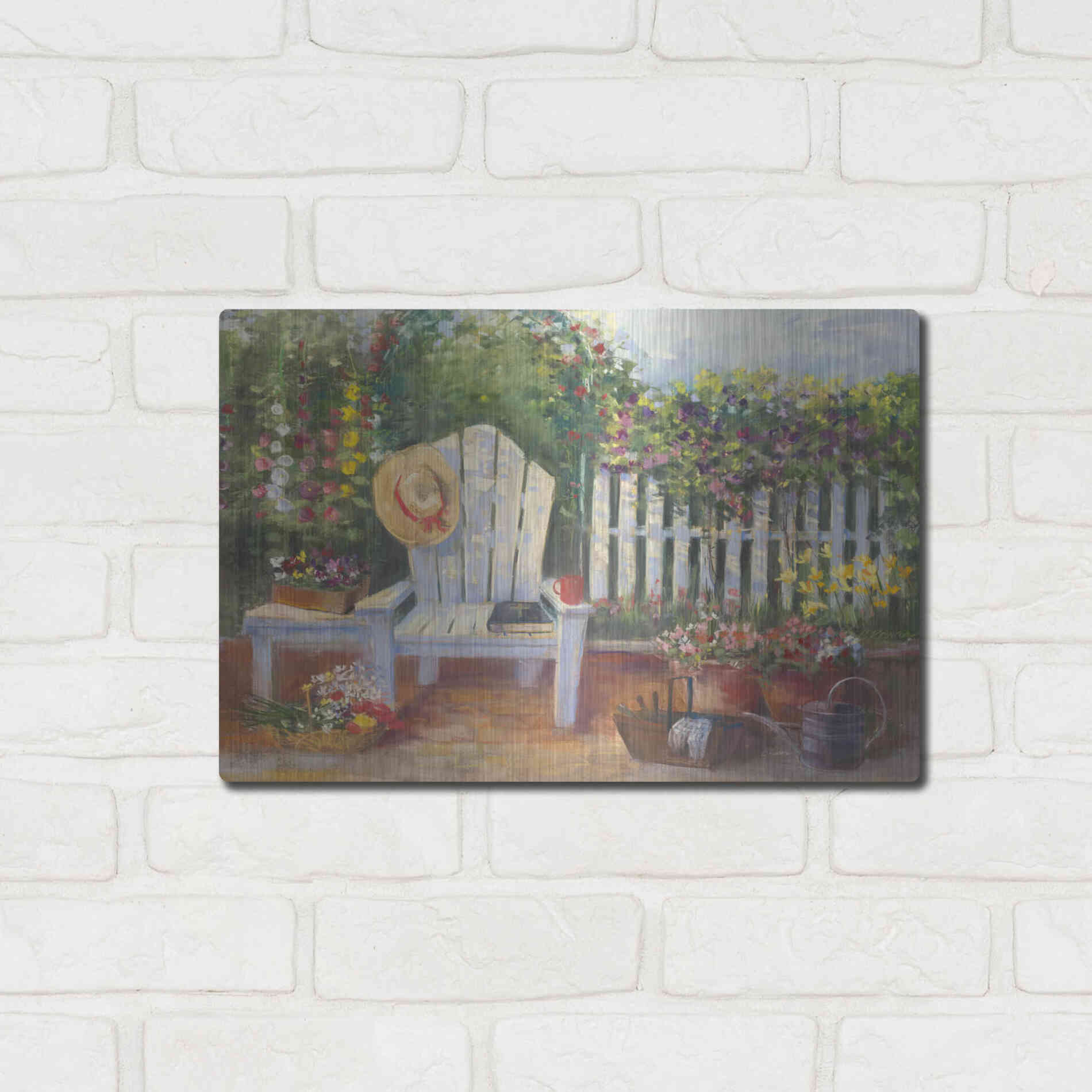 Luxe Metal Art 'Carols Sunny Garden' by Carol Rowan, Metal Wall Art,16x12