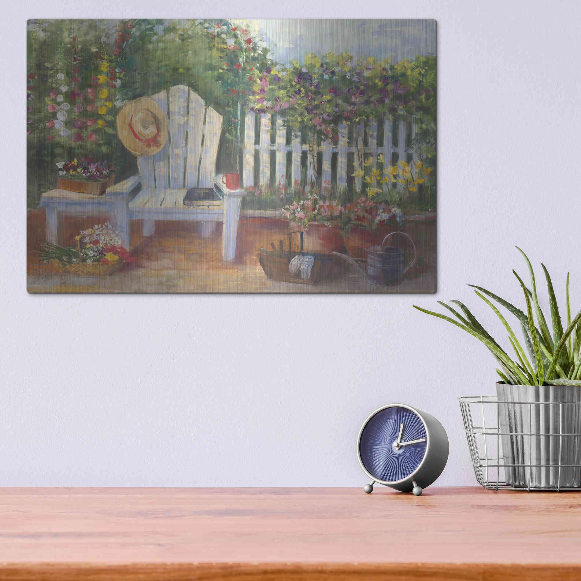 Luxe Metal Art 'Carols Sunny Garden' by Carol Rowan, Metal Wall Art,16x12