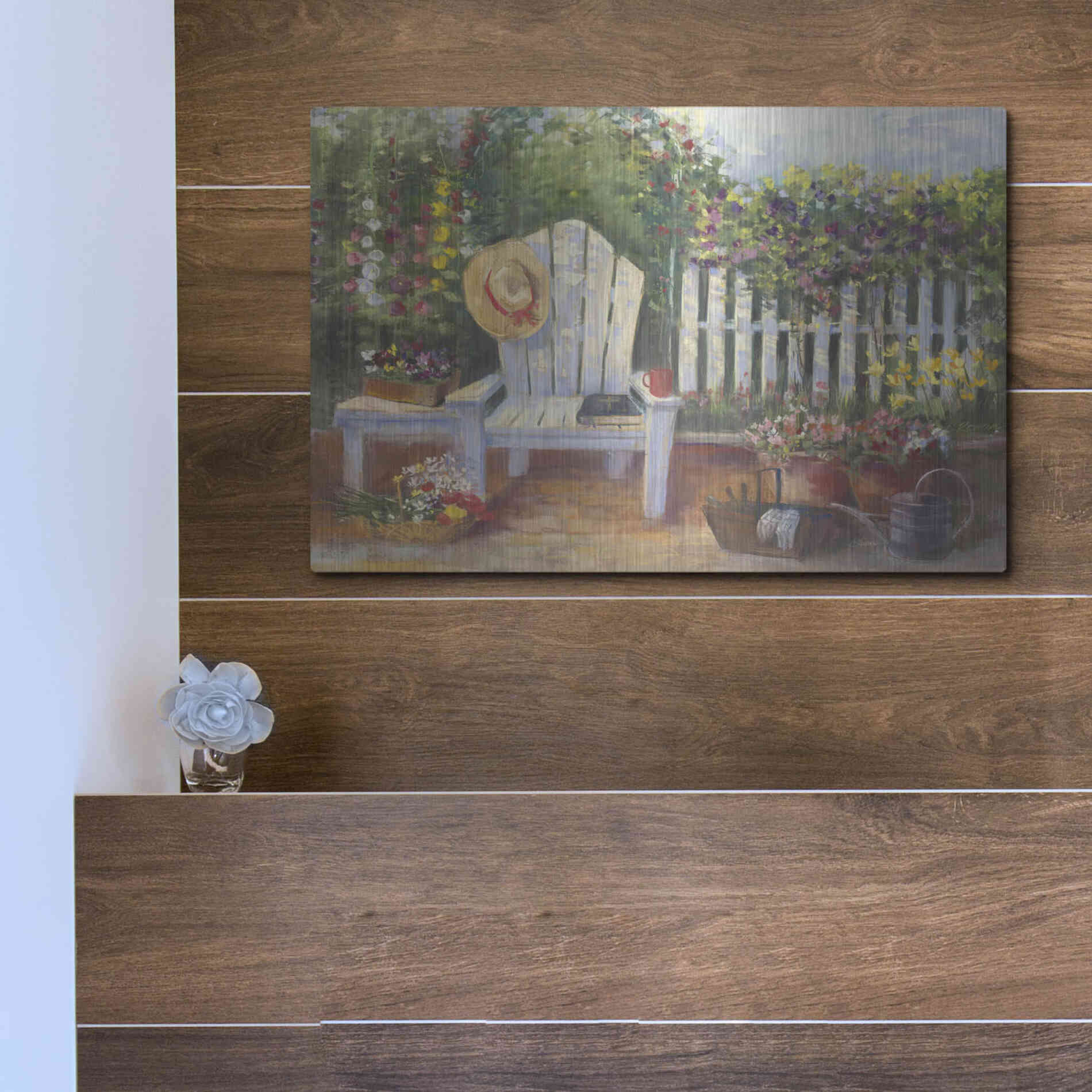 Luxe Metal Art 'Carols Sunny Garden' by Carol Rowan, Metal Wall Art,16x12