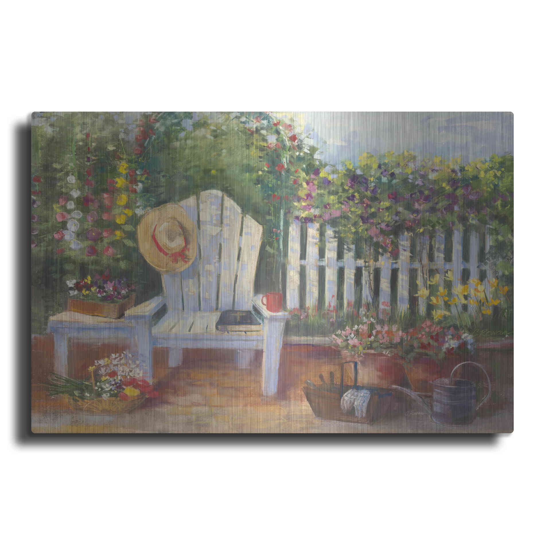 Luxe Metal Art 'Carols Sunny Garden' by Carol Rowan, Metal Wall Art