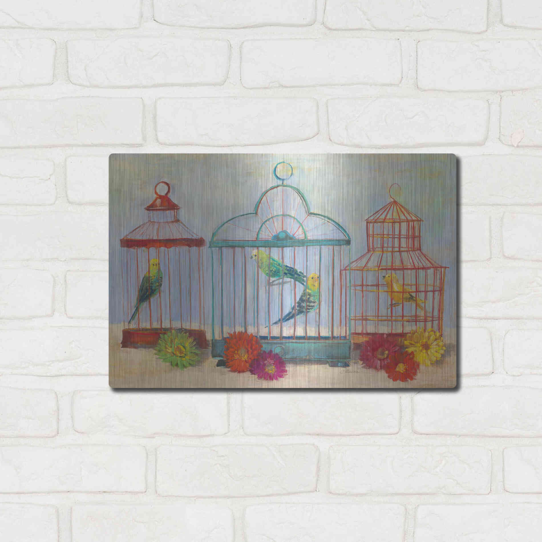 Luxe Metal Art 'Vintage Birdcage I Crop' by Carol Rowan, Metal Wall Art,16x12