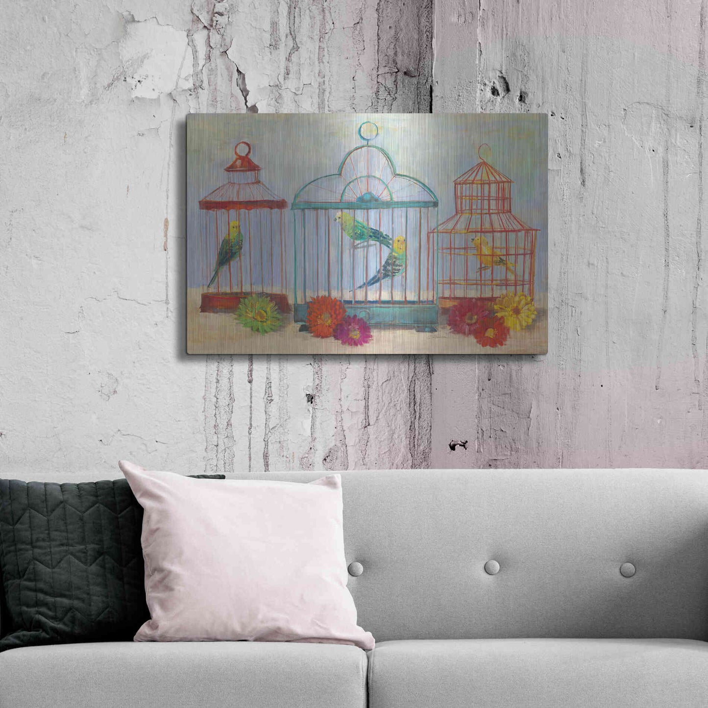 Luxe Metal Art 'Vintage Birdcage I Crop' by Carol Rowan, Metal Wall Art,36x24