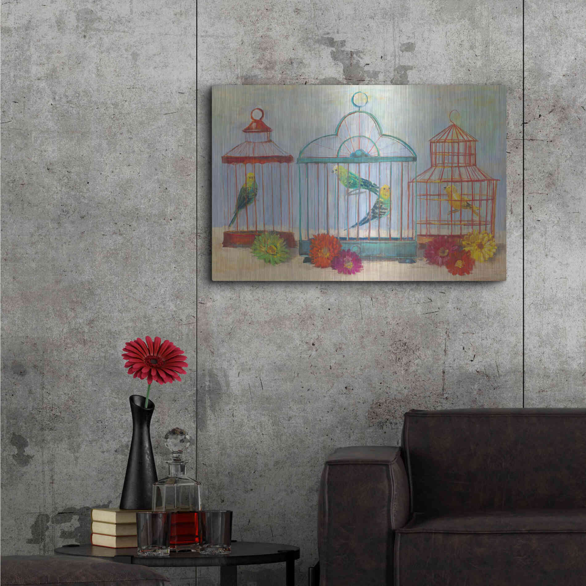 Luxe Metal Art 'Vintage Birdcage I Crop' by Carol Rowan, Metal Wall Art,36x24