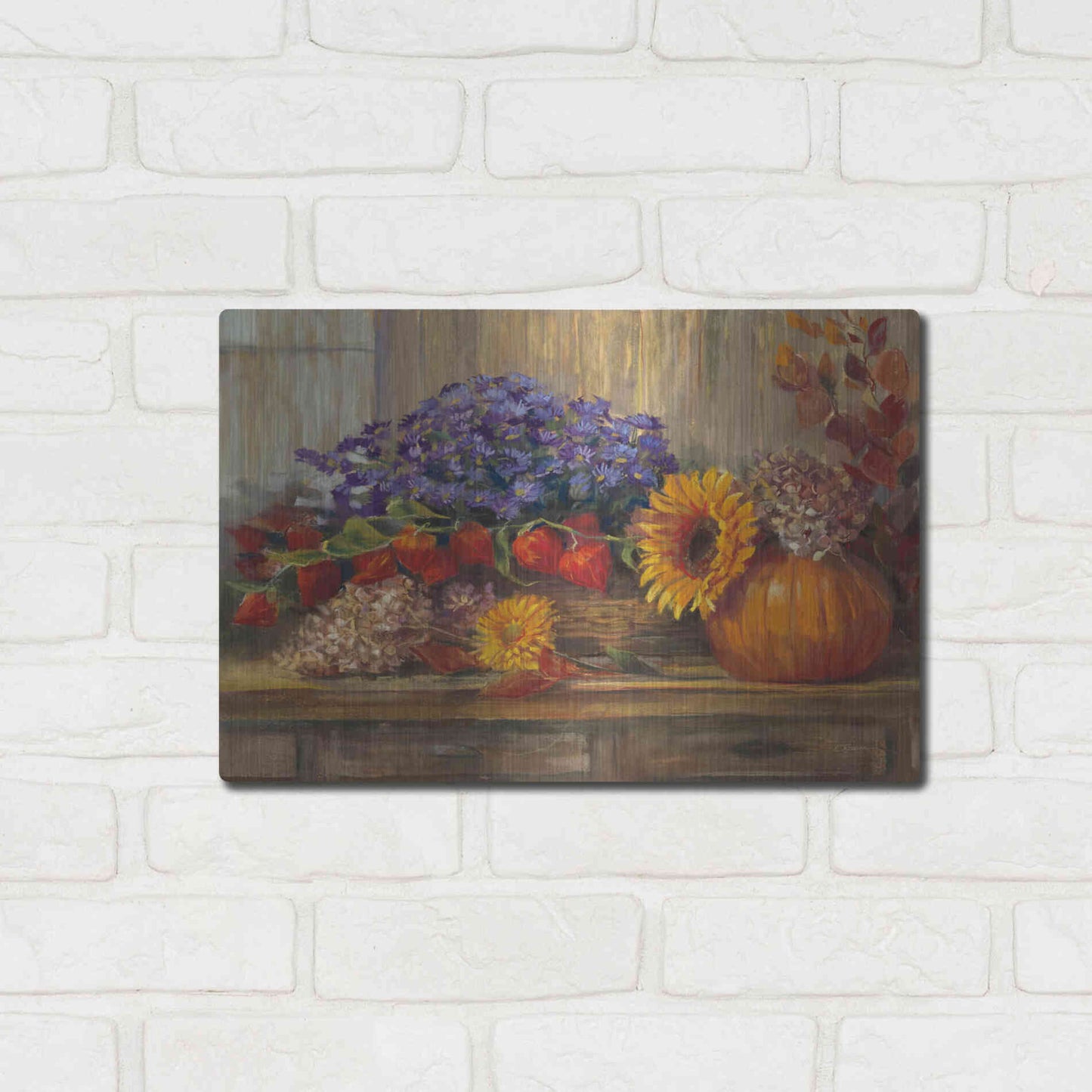 Luxe Metal Art 'October Still Life' by Carol Rowan, Metal Wall Art,16x12