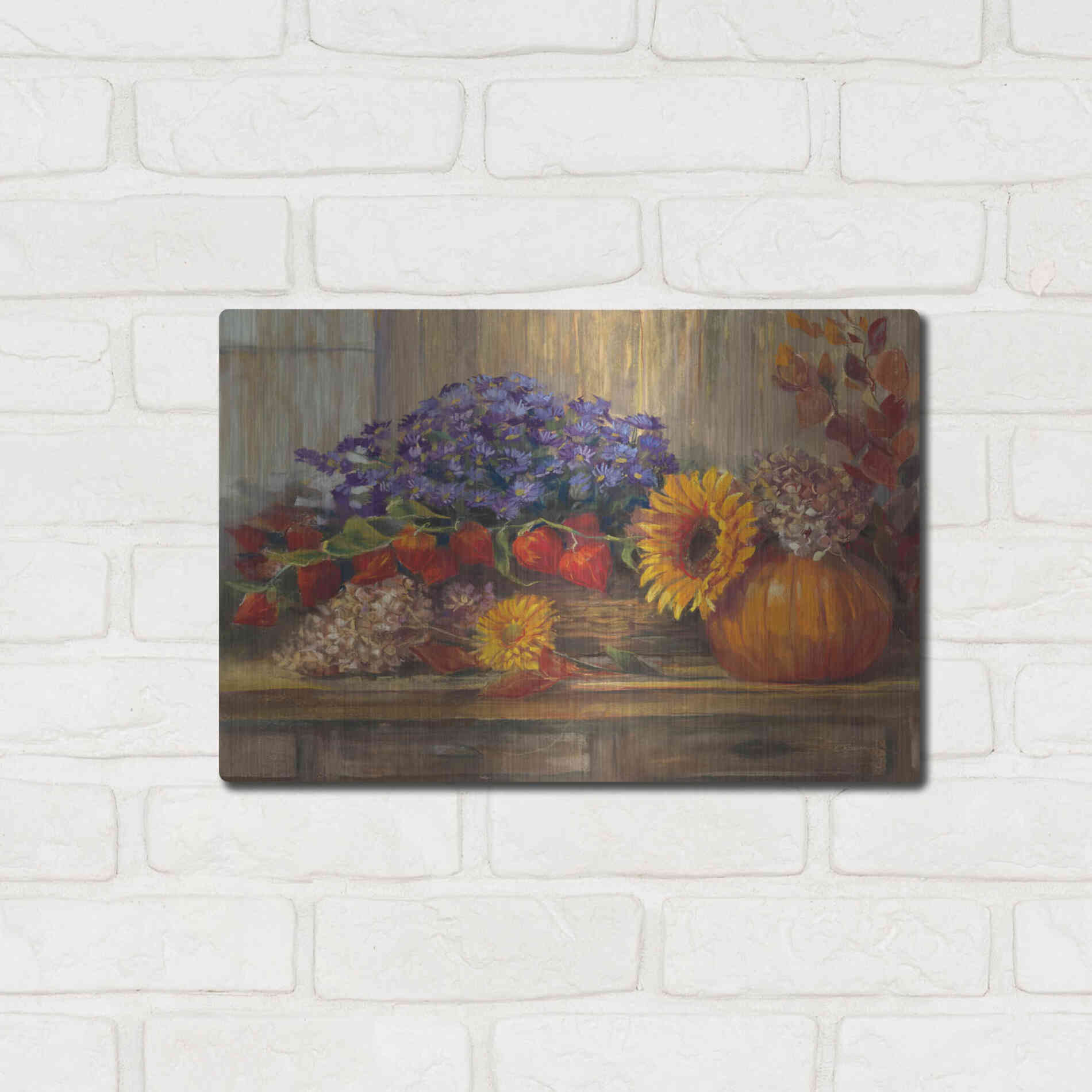 Luxe Metal Art 'October Still Life' by Carol Rowan, Metal Wall Art,16x12