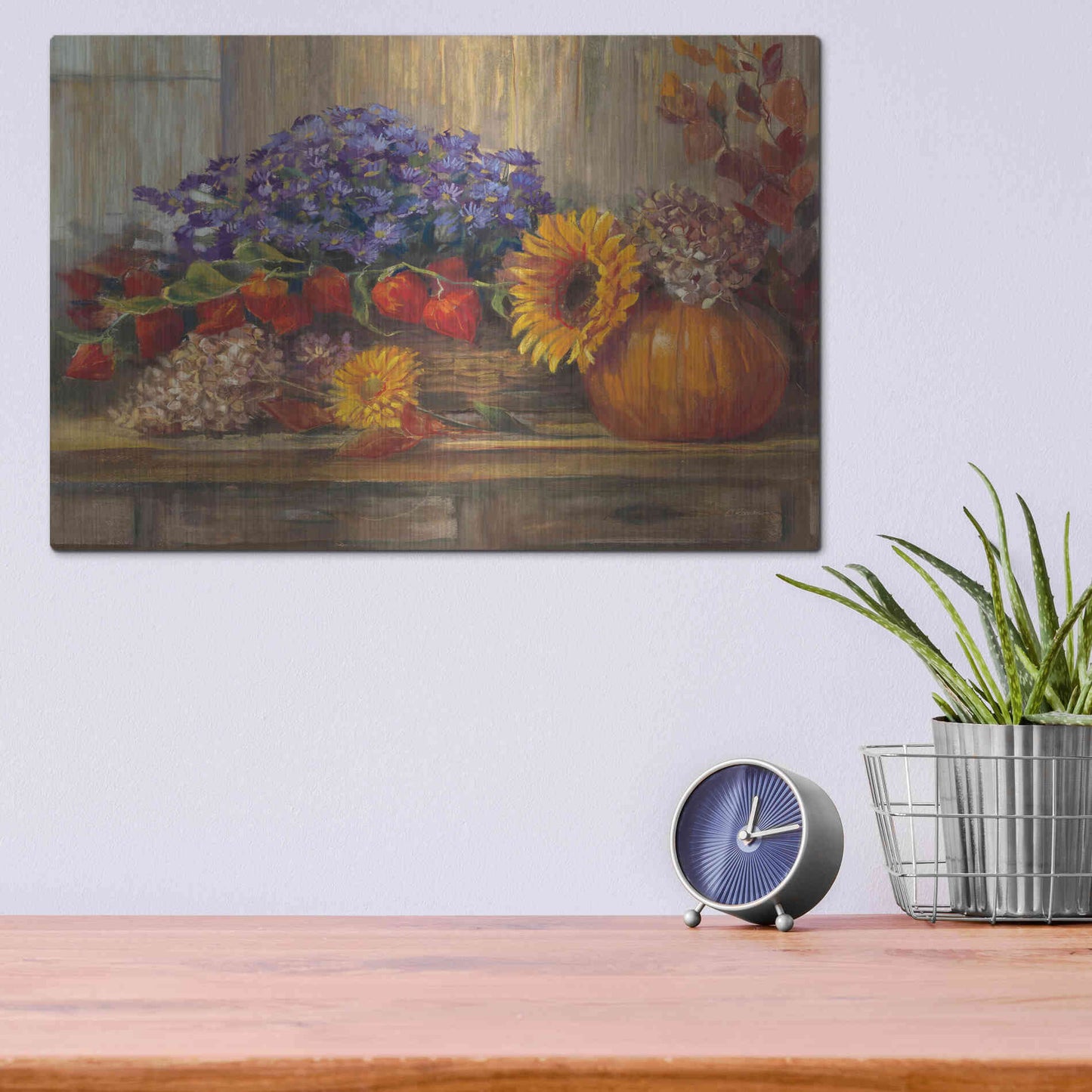 Luxe Metal Art 'October Still Life' by Carol Rowan, Metal Wall Art,16x12