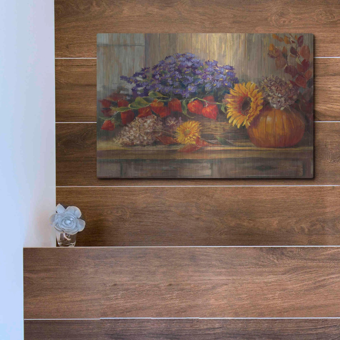 Luxe Metal Art 'October Still Life' by Carol Rowan, Metal Wall Art,16x12