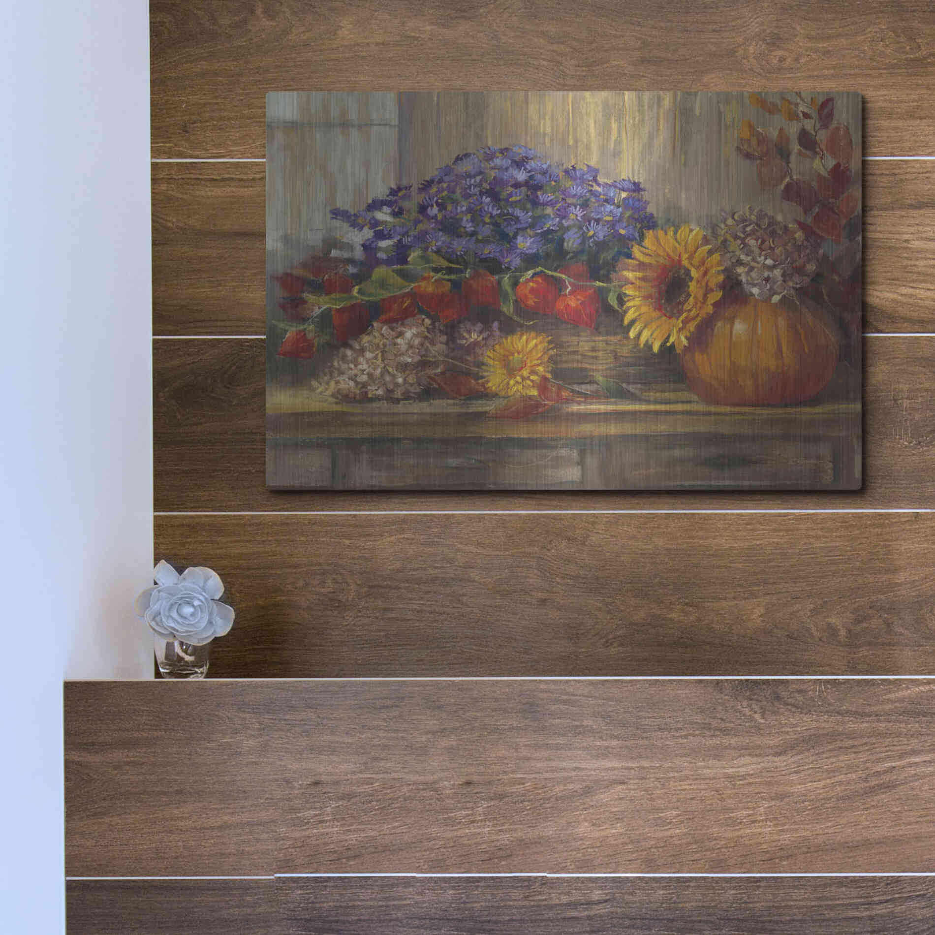 Luxe Metal Art 'October Still Life' by Carol Rowan, Metal Wall Art,16x12