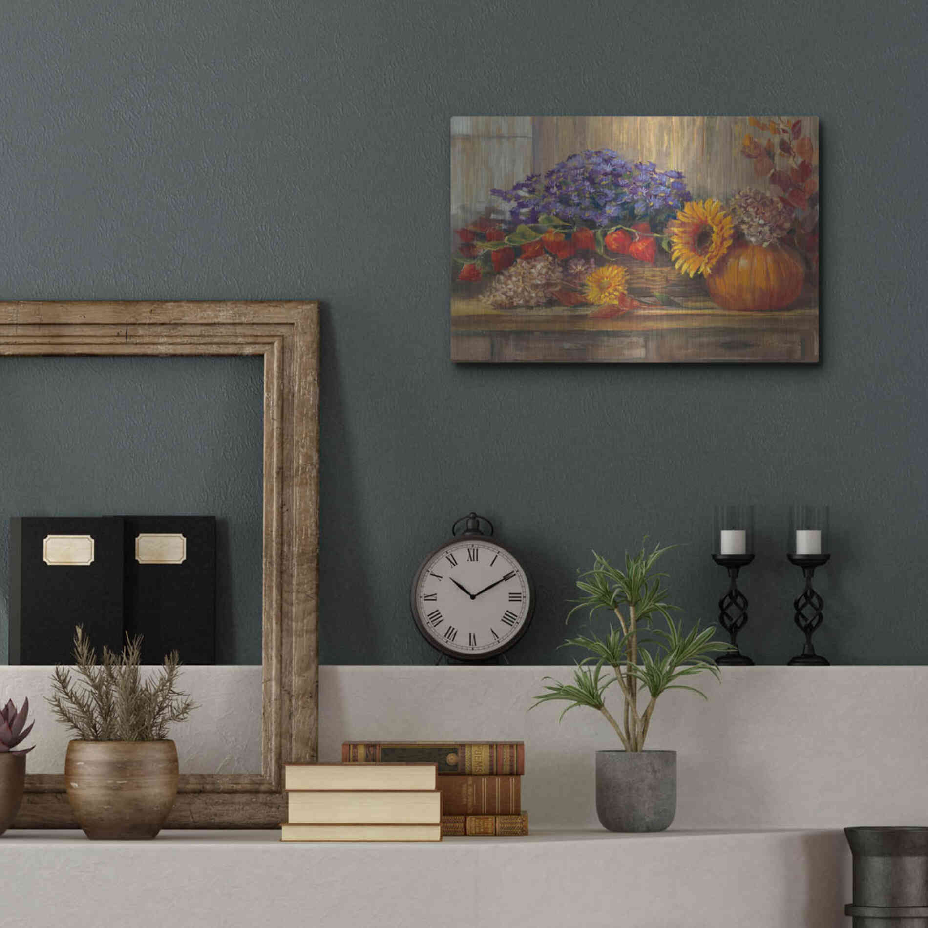 Luxe Metal Art 'October Still Life' by Carol Rowan, Metal Wall Art,16x12