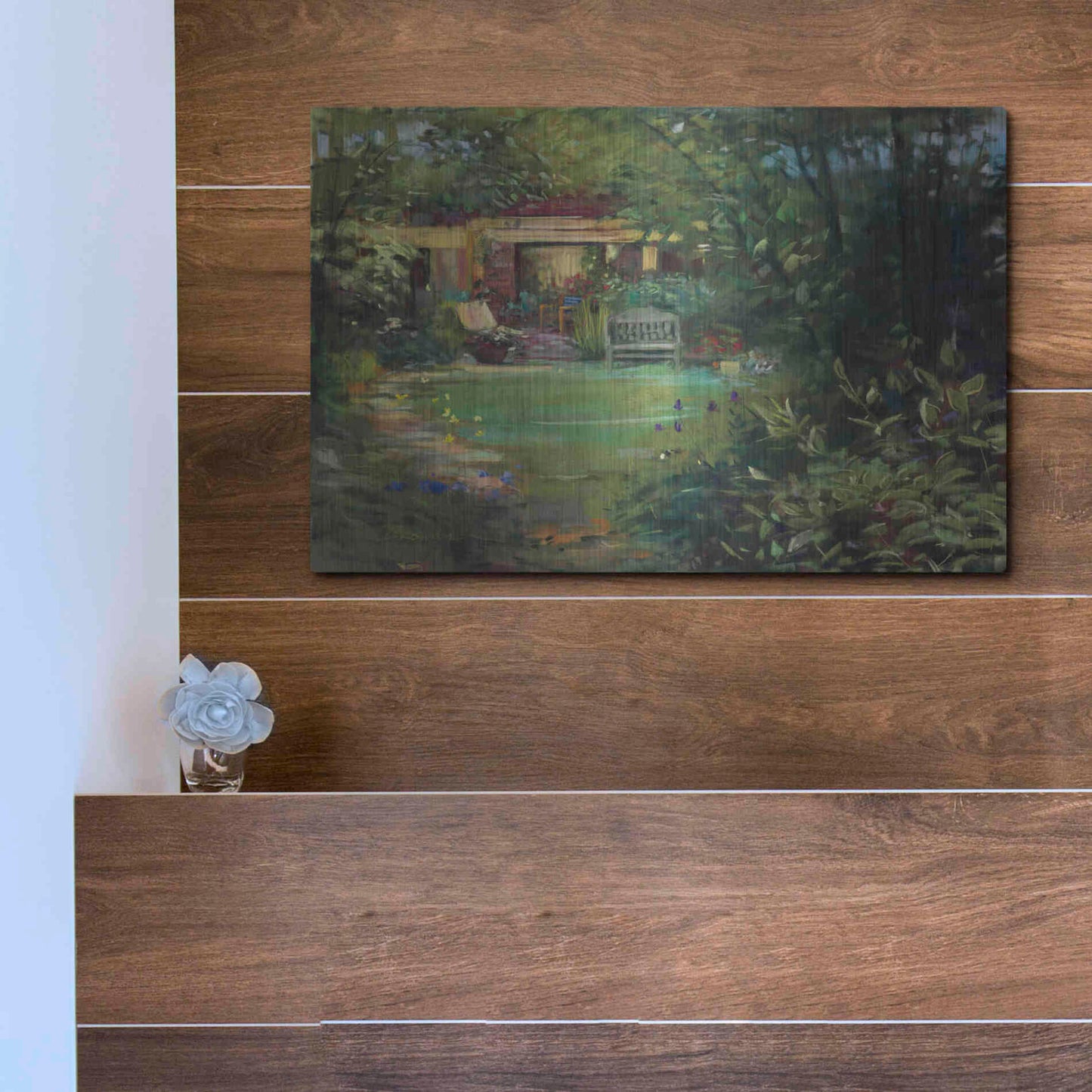 Luxe Metal Art 'Garden Retreat' by Carol Rowan, Metal Wall Art,16x12