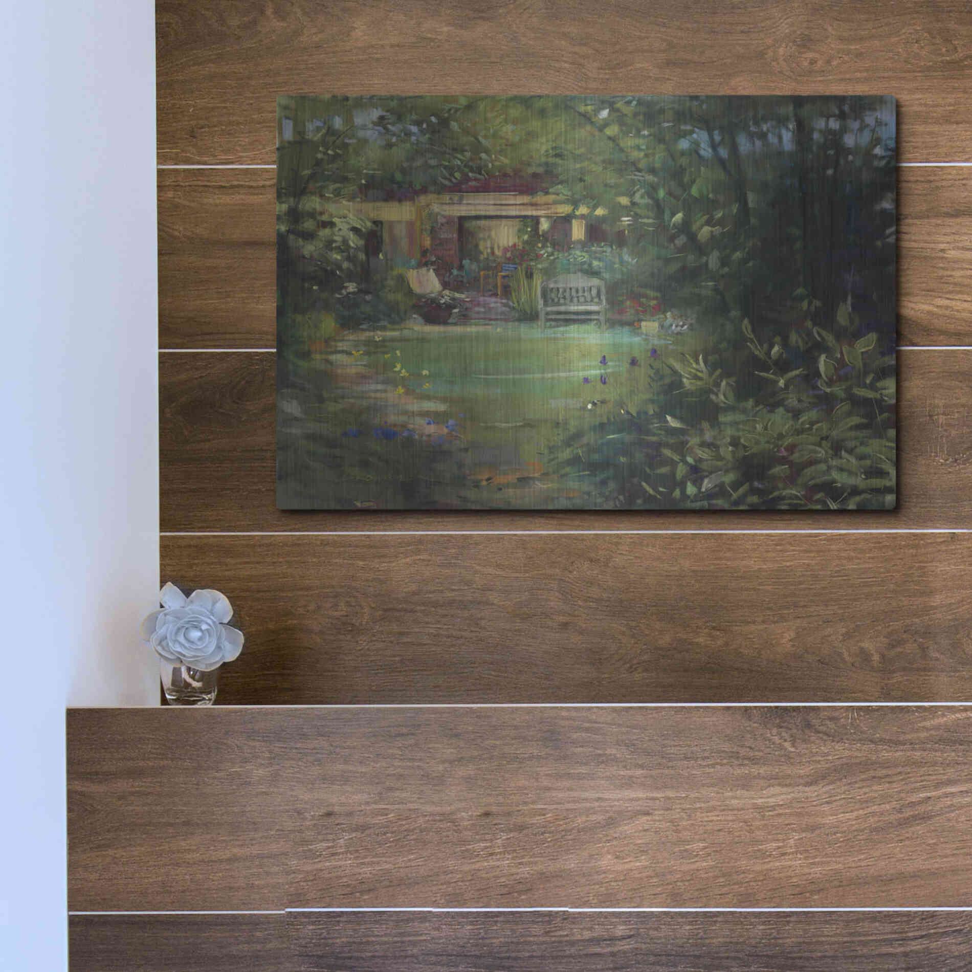 Luxe Metal Art 'Garden Retreat' by Carol Rowan, Metal Wall Art,16x12