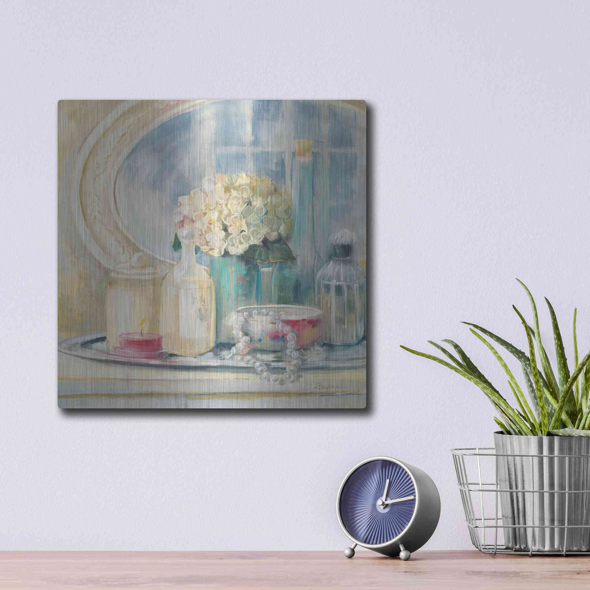 Luxe Metal Art 'Relective Moment II' by Carol Rowan, Metal Wall Art,12x12