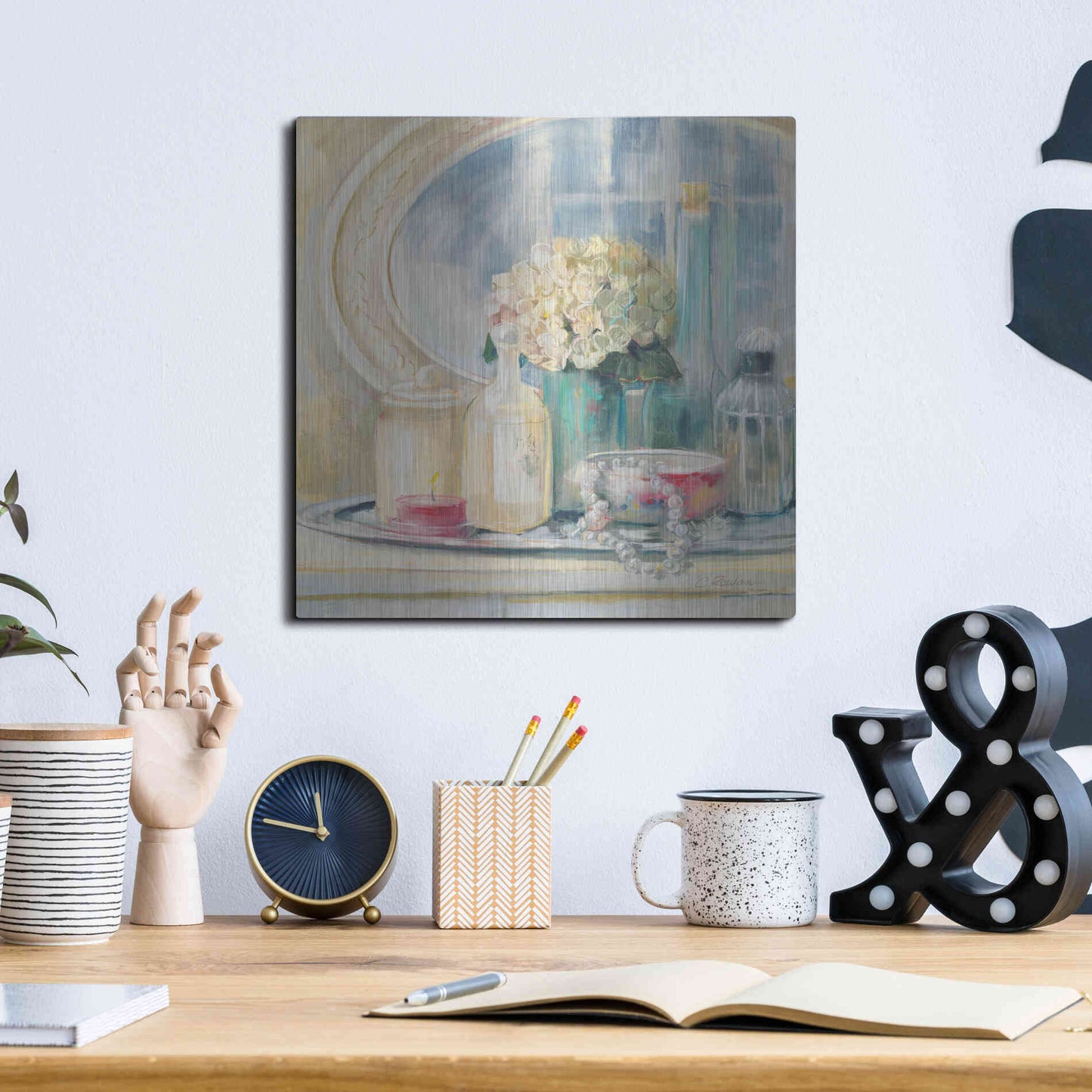 Luxe Metal Art 'Relective Moment II' by Carol Rowan, Metal Wall Art,12x12