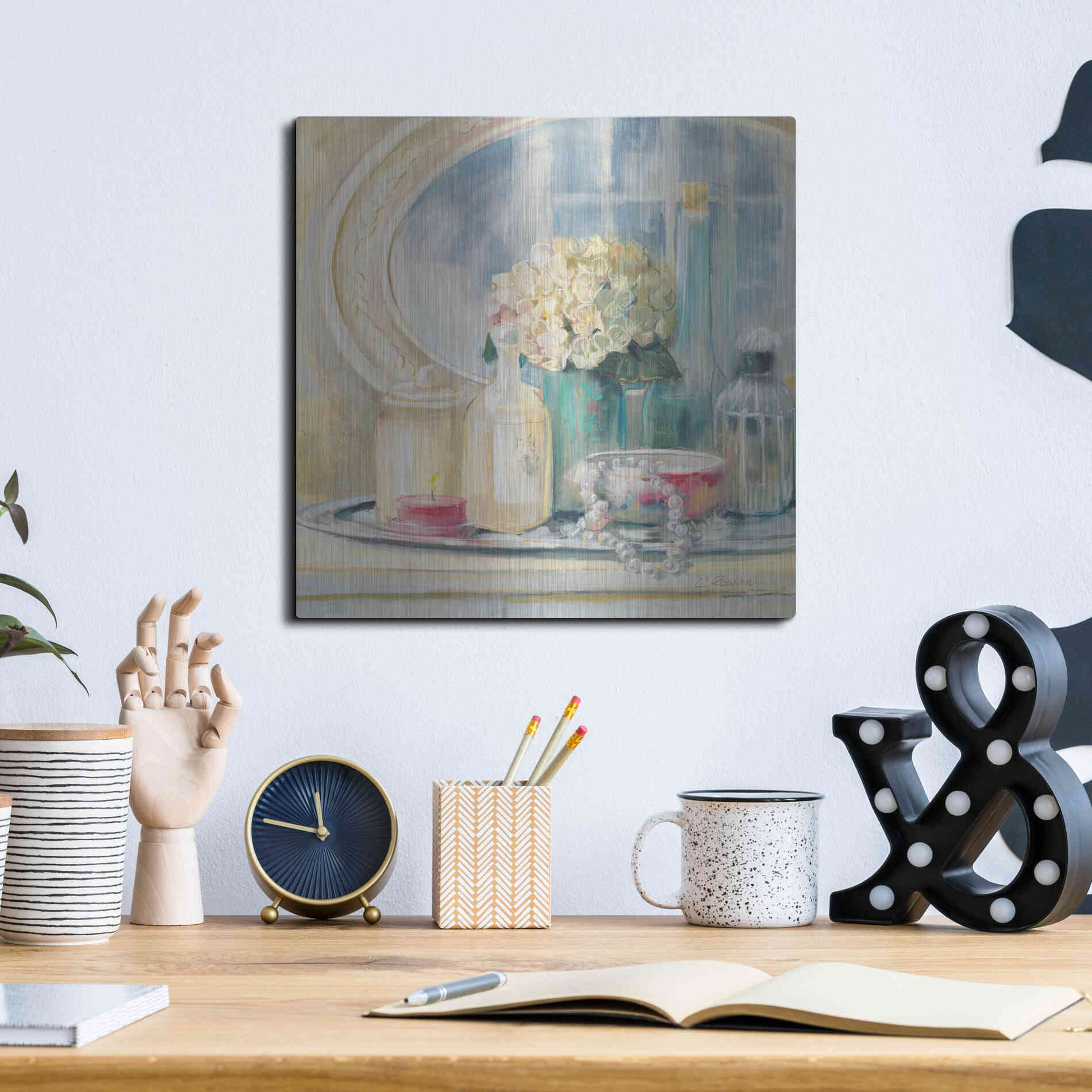 Luxe Metal Art 'Relective Moment II' by Carol Rowan, Metal Wall Art,12x12