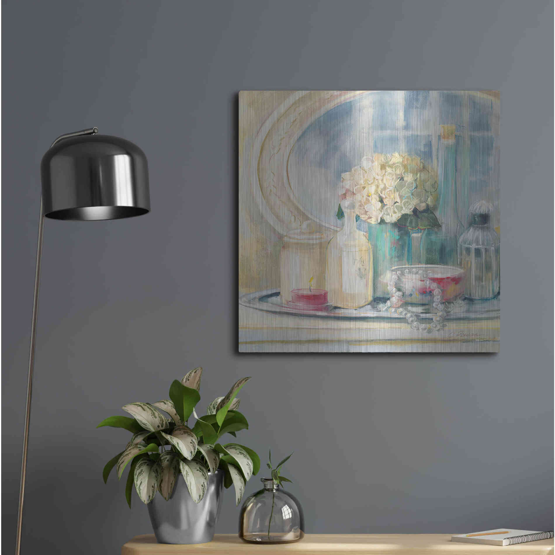 Luxe Metal Art 'Relective Moment II' by Carol Rowan, Metal Wall Art,24x24