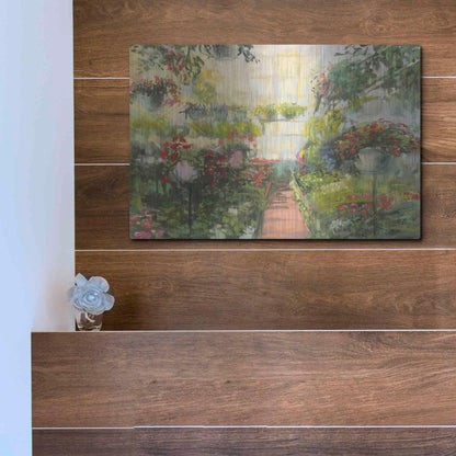 Luxe Metal Art 'Greenhouse Flowers Crop' by Carol Rowan, Metal Wall Art,16x12