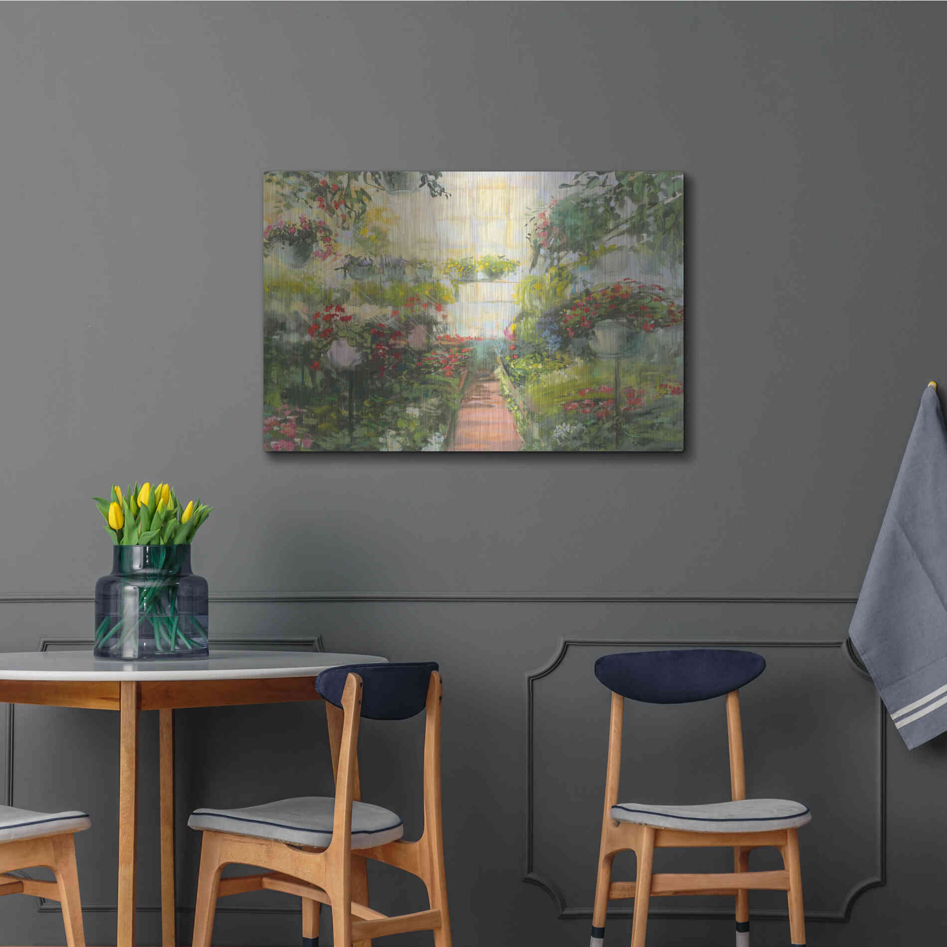 Luxe Metal Art 'Greenhouse Flowers Crop' by Carol Rowan, Metal Wall Art,36x24