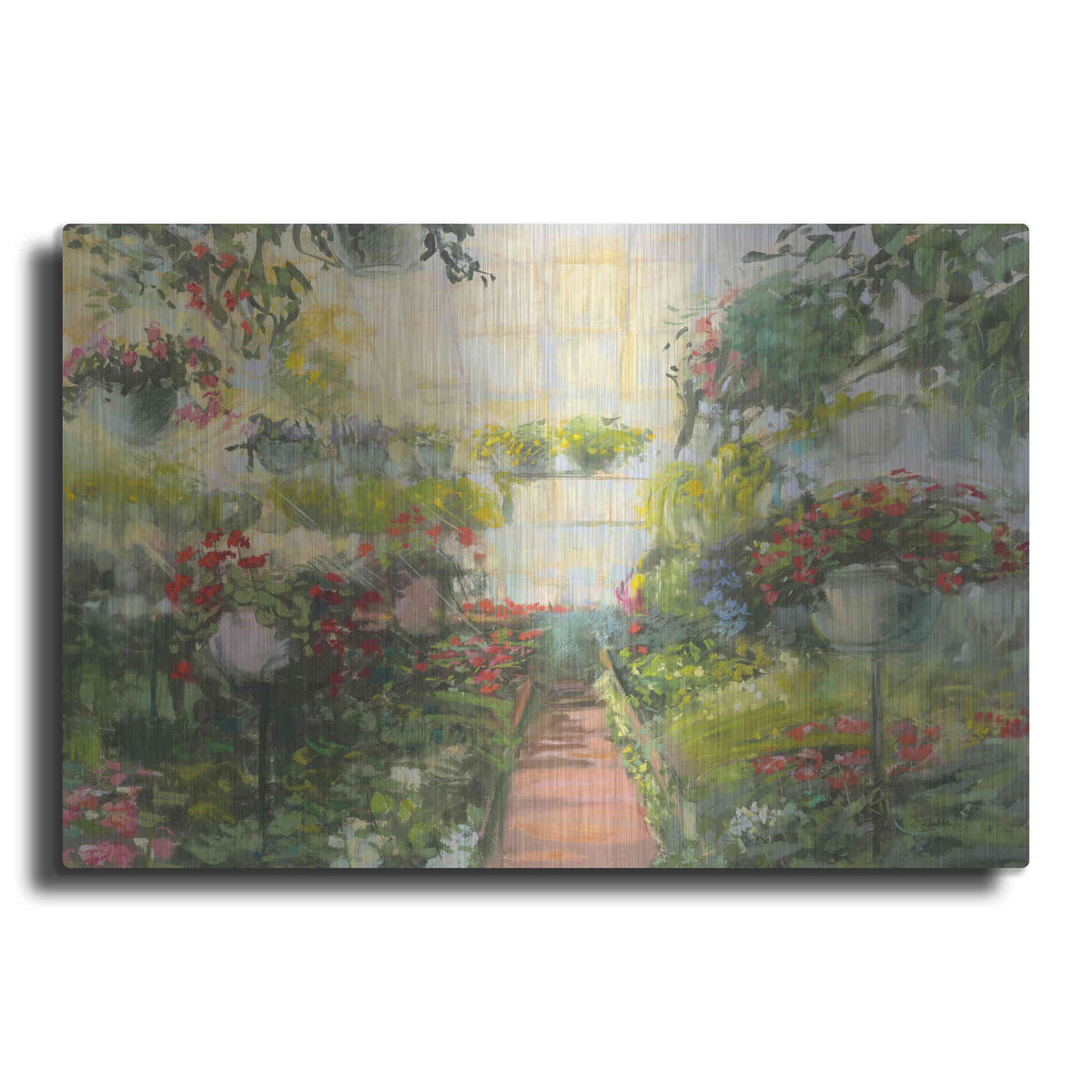 Luxe Metal Art 'Greenhouse Flowers Crop' by Carol Rowan, Metal Wall Art