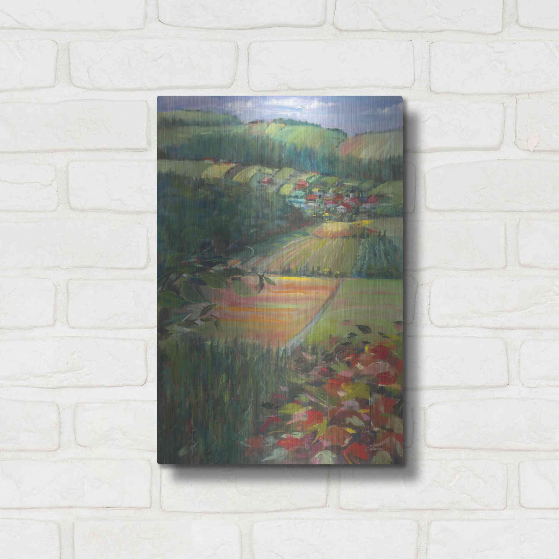 Luxe Metal Art 'Country Fields' by Carol Rowan, Metal Wall Art,12x16