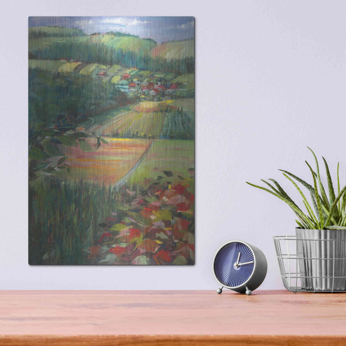 Luxe Metal Art 'Country Fields' by Carol Rowan, Metal Wall Art,12x16
