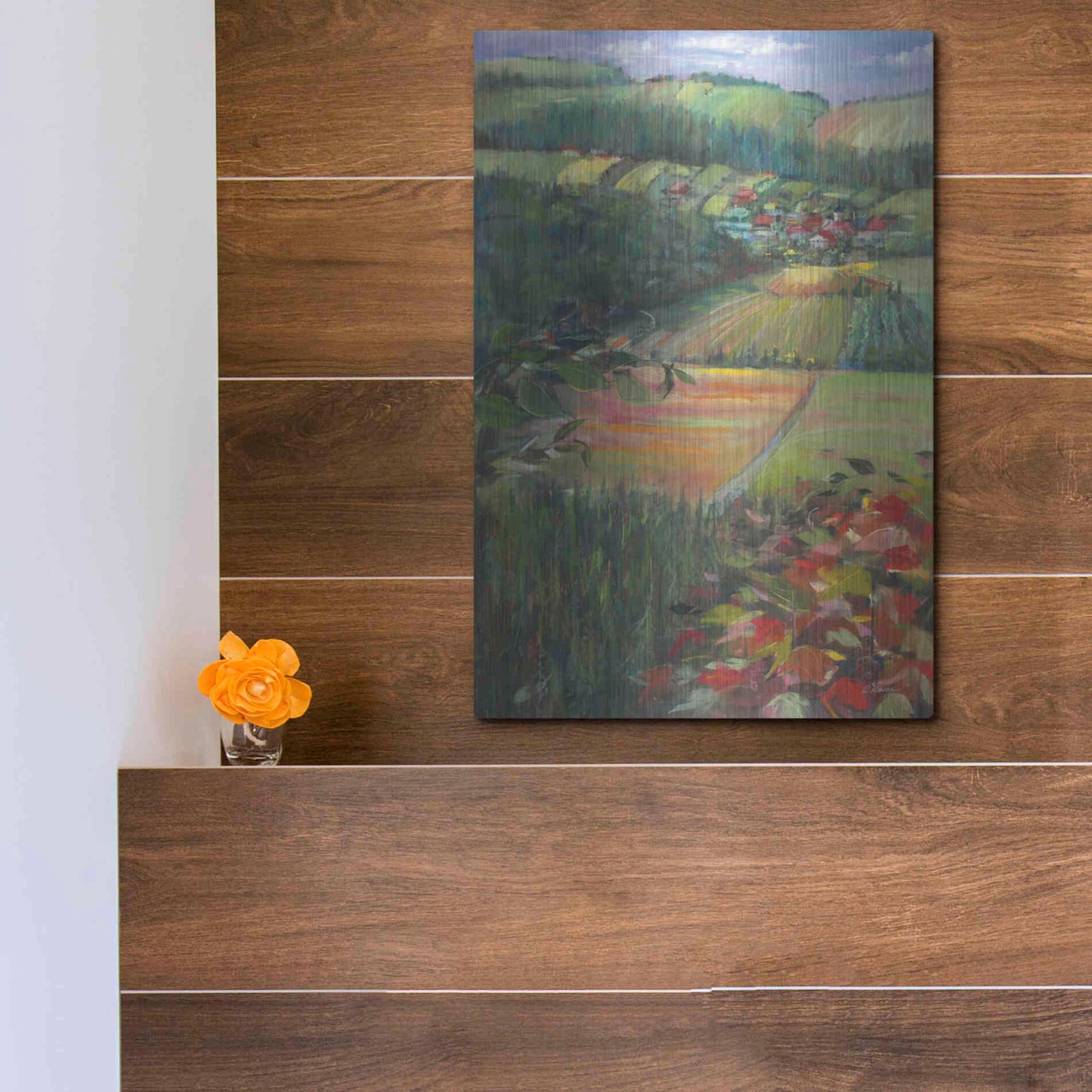 Luxe Metal Art 'Country Fields' by Carol Rowan, Metal Wall Art,12x16