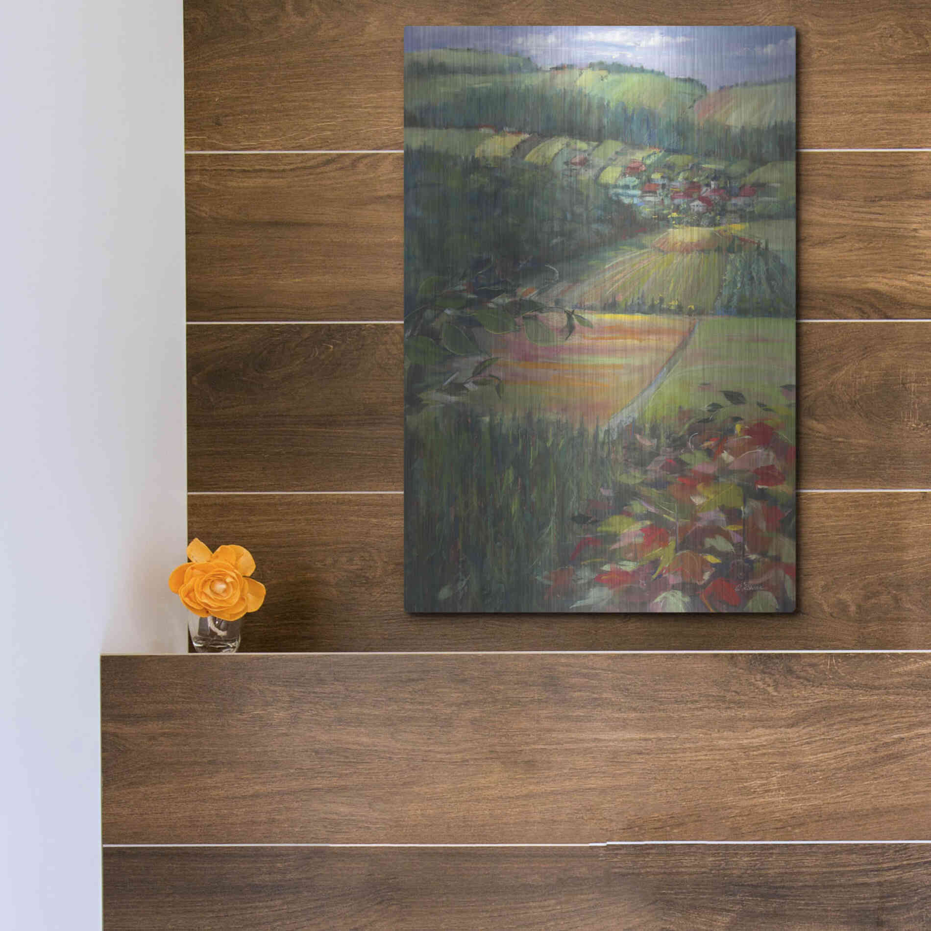 Luxe Metal Art 'Country Fields' by Carol Rowan, Metal Wall Art,12x16