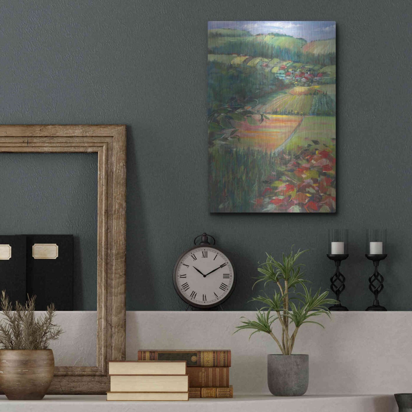 Luxe Metal Art 'Country Fields' by Carol Rowan, Metal Wall Art,12x16